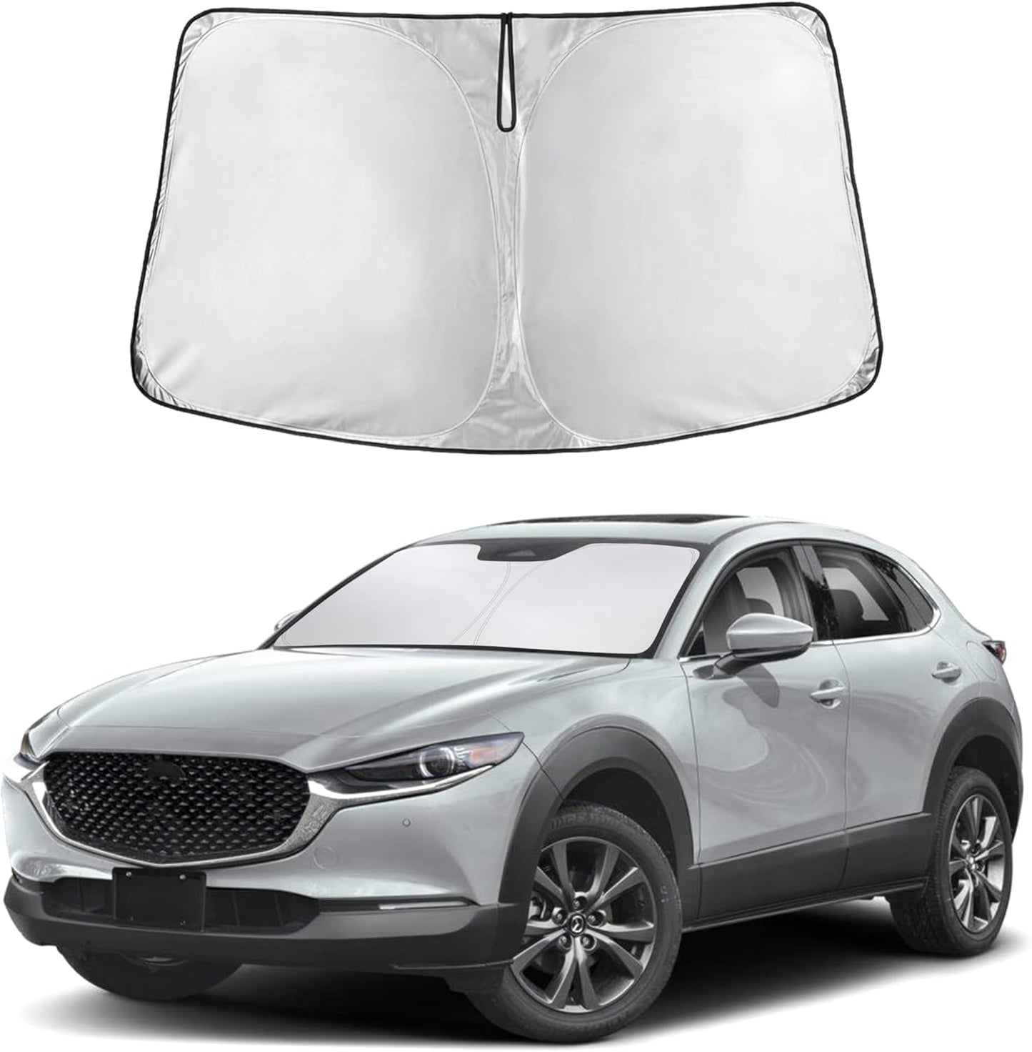 for Mazda CX-30 2019-2025 EcoNour Windshield Sunshade -240T Polyester Material Cars Sun Visor Reflector Blocks UV Rays - Foldable Sunshade Interior Protection-Mazda CX-30 Accessories