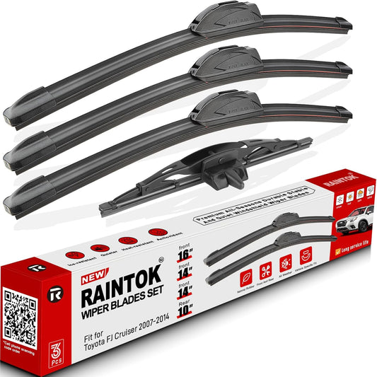 Windshield Wiper Blades Replacement for 2007-2014 Toyota FJ Cruiser Original Factory Quality Front Rear Wipers Blade Set for My Car - 16" 14" 14" 10" (Pack of 4)
