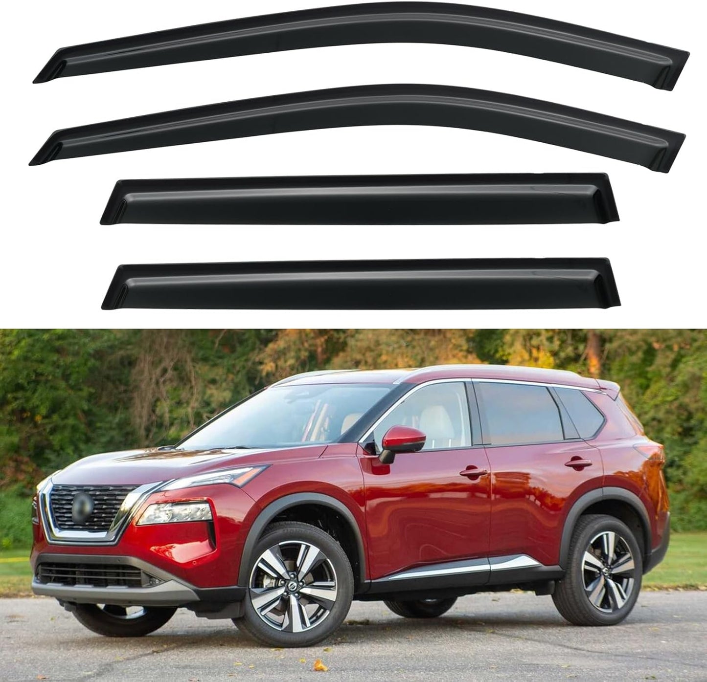 Window Visors Rain Guards for 2021-2025 Nissan Rogue, Out-Channel Window Vent Wind Deflectors Visors Shades for 21-25 Rogue (Not for Nissan Rogue Sport & Select)