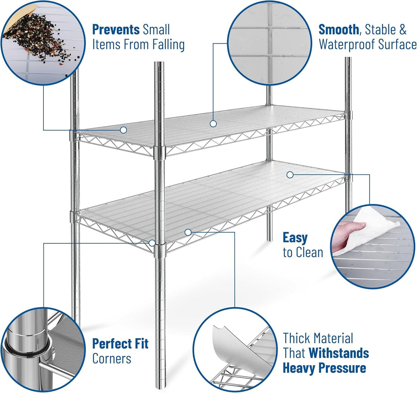 Shelf Liners for Wire Shelf System: Set of 5 in Clear: 12 x 22 inch: Plastic Wire Shelving Shelf Mats