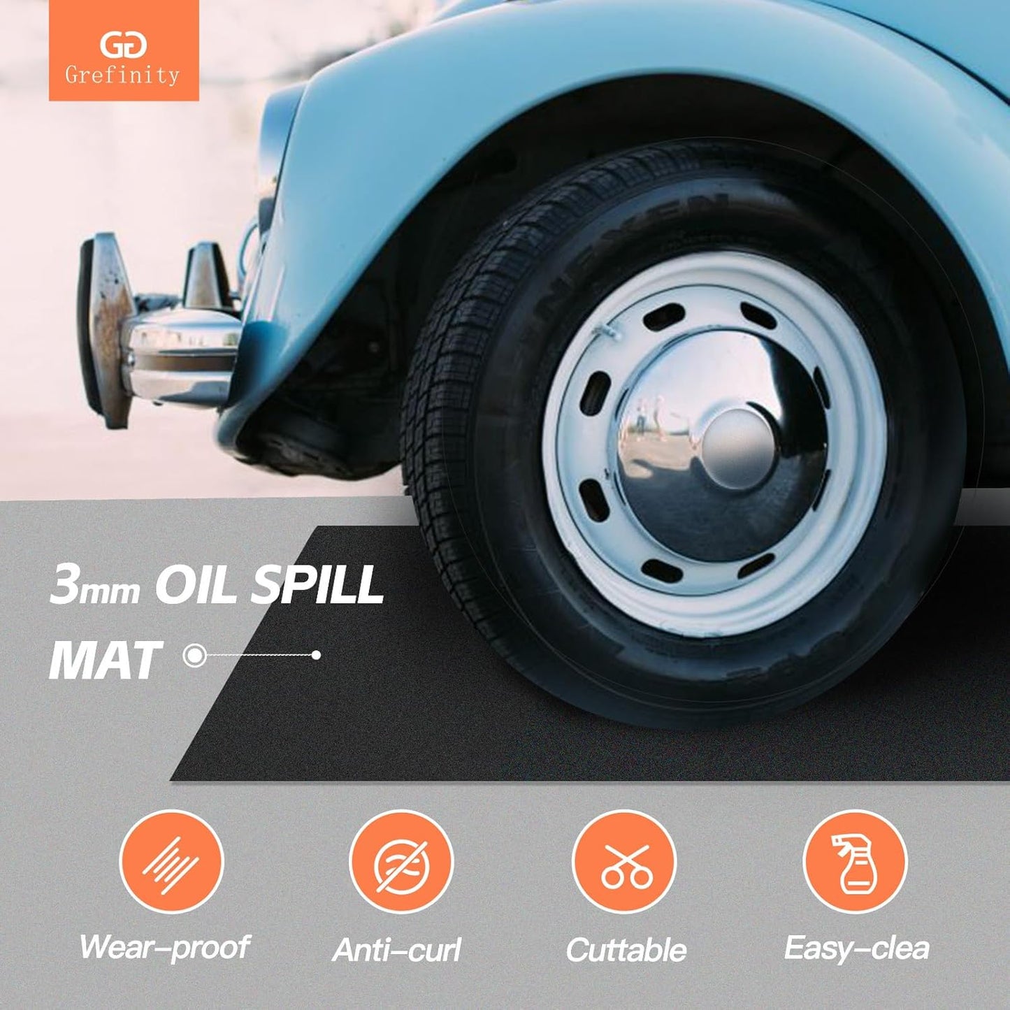 36"x60" Garage Floor Mat & Oil Spill Mat, Heavy Duty Under Car Mat for Garage & Driveway, Protects Against Oil, Chemicals & Stains with TPE Anti-Leak Backing, Reusable & Washable