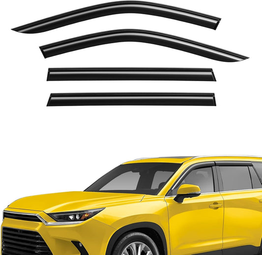 Extra Durable Window Deflectors Tape-On Window Visors Rain Guards Fit for Toyota Grand Highlander 2024-2025, Sun Visors, Wind Vent for Shades, Exterior Car Accessories - 4pcs. AG0879