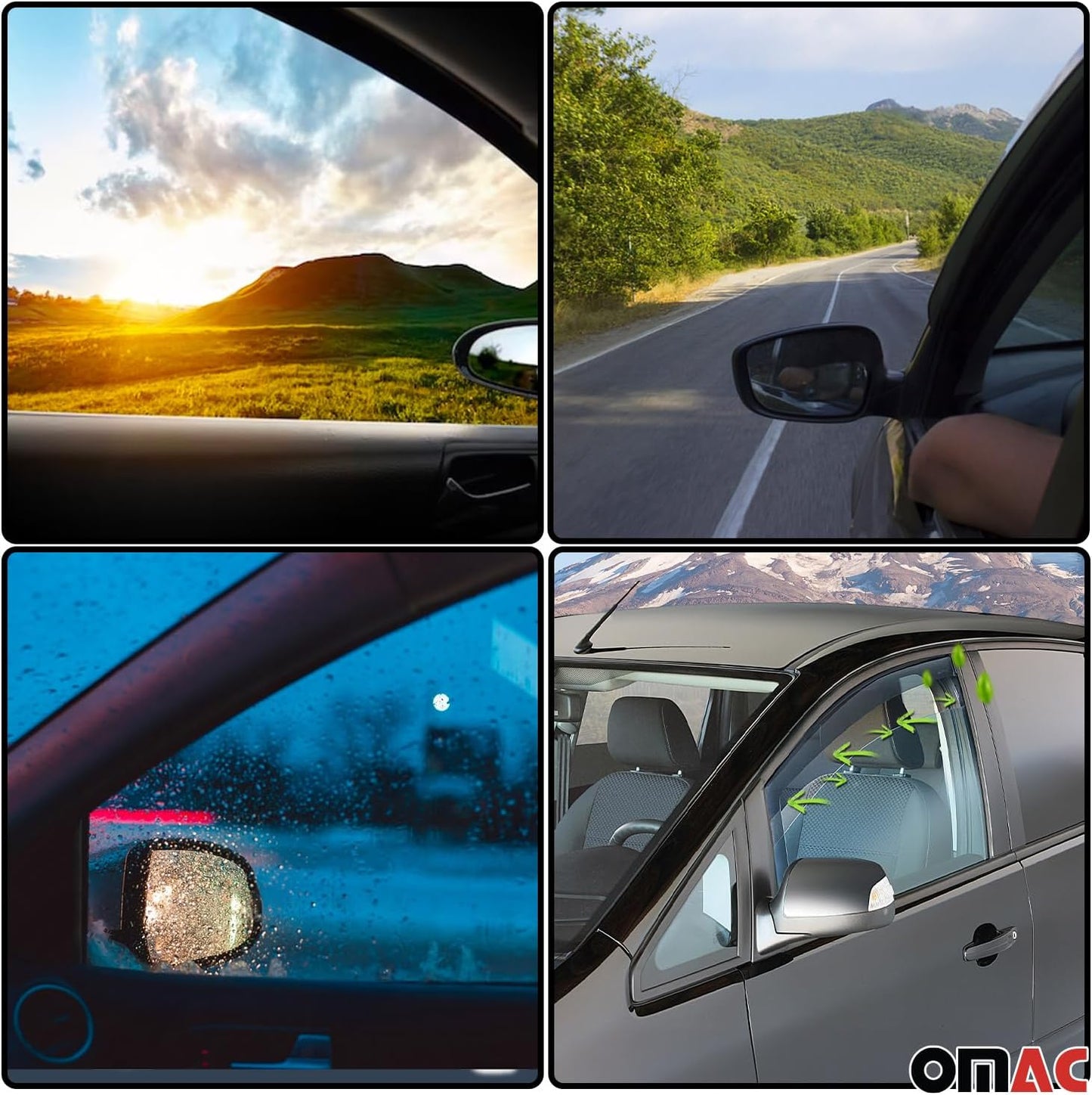 OMAC Window Visor Vent Rain Deflector for Hyundai Tucson 2016-2021 Black Smoke 4 Pcs