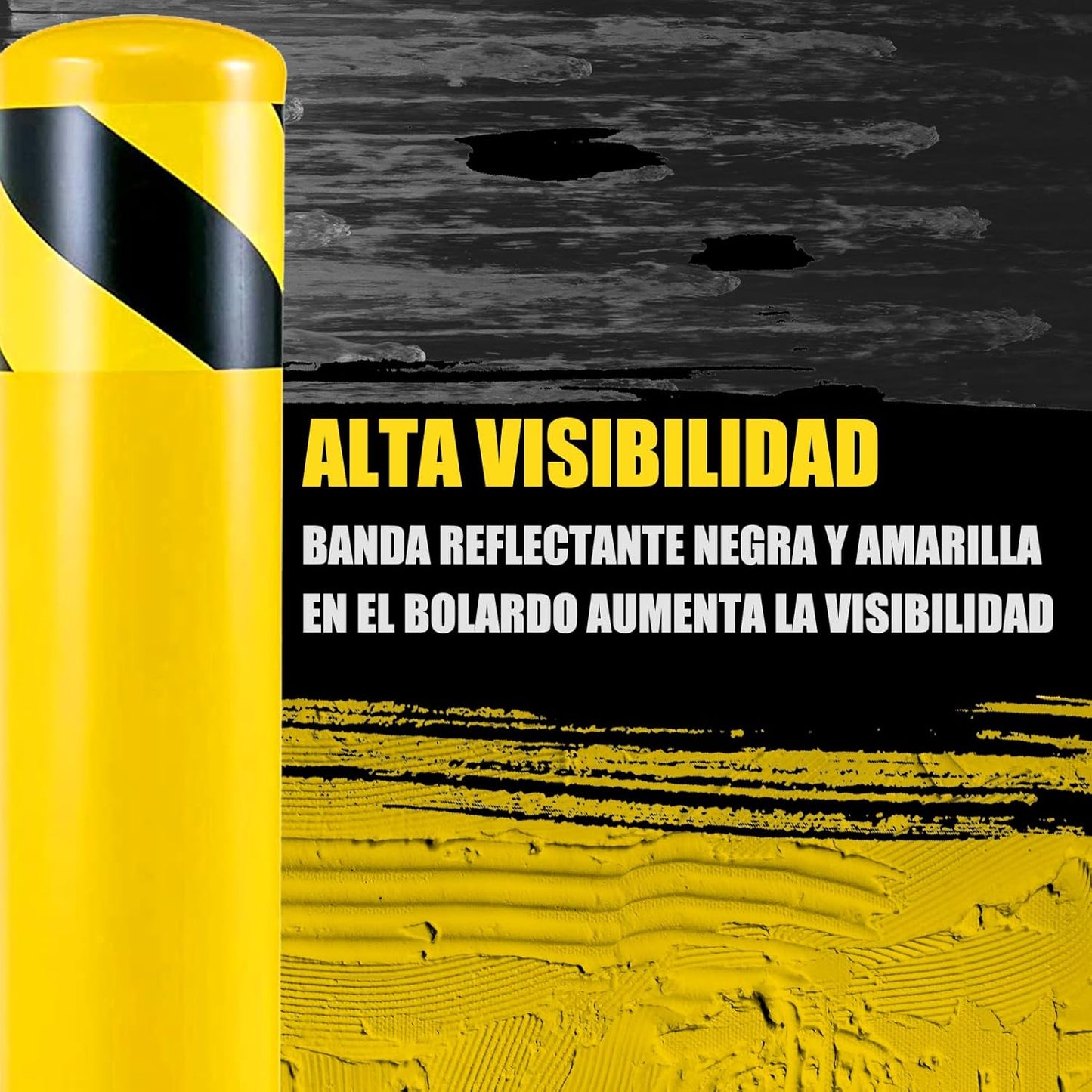 Safety Bollard Post, Steel Bollards,Parking Bollard, Yellow Powder Coated Safety Parking Barrier Post, for Traffic Sensitive Areas (4, 42"H*3"D)