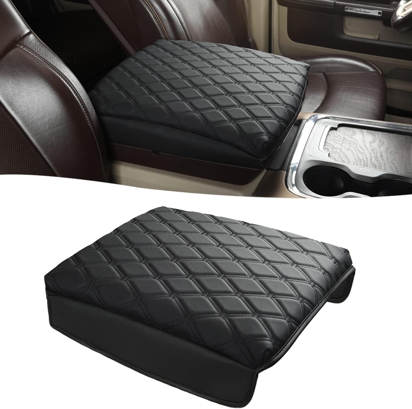 GIANT PANDA Center Console Cover Armrest Cover Cushion Fits Dodge RAM 1500 2500 3500 2009 2010 2011 2012 2013 2014 2015 2016 2017 2018, Scratch Resistant and Waterproof, Black