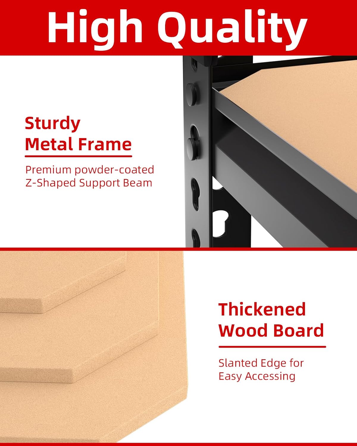 PrimeZone Heavy Duty Garage Storage Shelves - 48" W X 24" D X 72" H Adjustable Metal Shelving Unit, 5 Tier Industrial Shelves for Storage Standing Utility Rack for Warehouse, Pantry, Basement, Black