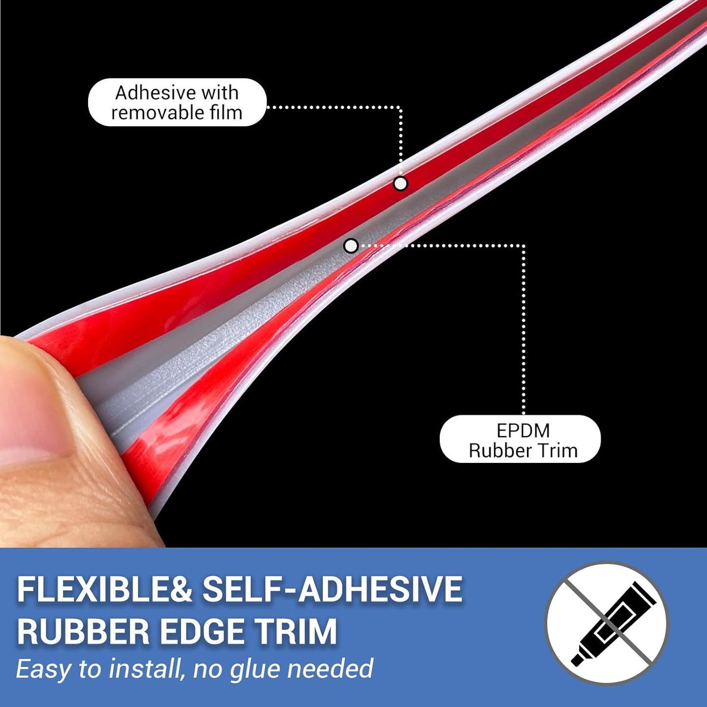 Rubber Edge Trim, Flexible Edge Trim for Sharp Edge, 3/16" U Channel Edge Protector, Self Adhesive Edge Guards for Plywood, Glass, Flexiglass and Sheet Metal Parts, 20Ft, Grey Color
