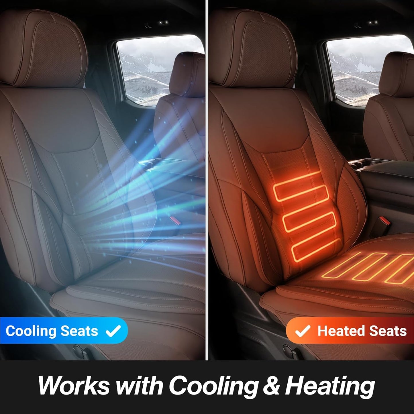 Coverland Custom Car Seat Covers Compatible with Silverado 2500HD, Ram 3500 - Premium Leather Non-Slip Memory Foam Waterproof Custom Interior Protector Full Set-Dark Brown [See Size Chart-Size X138]