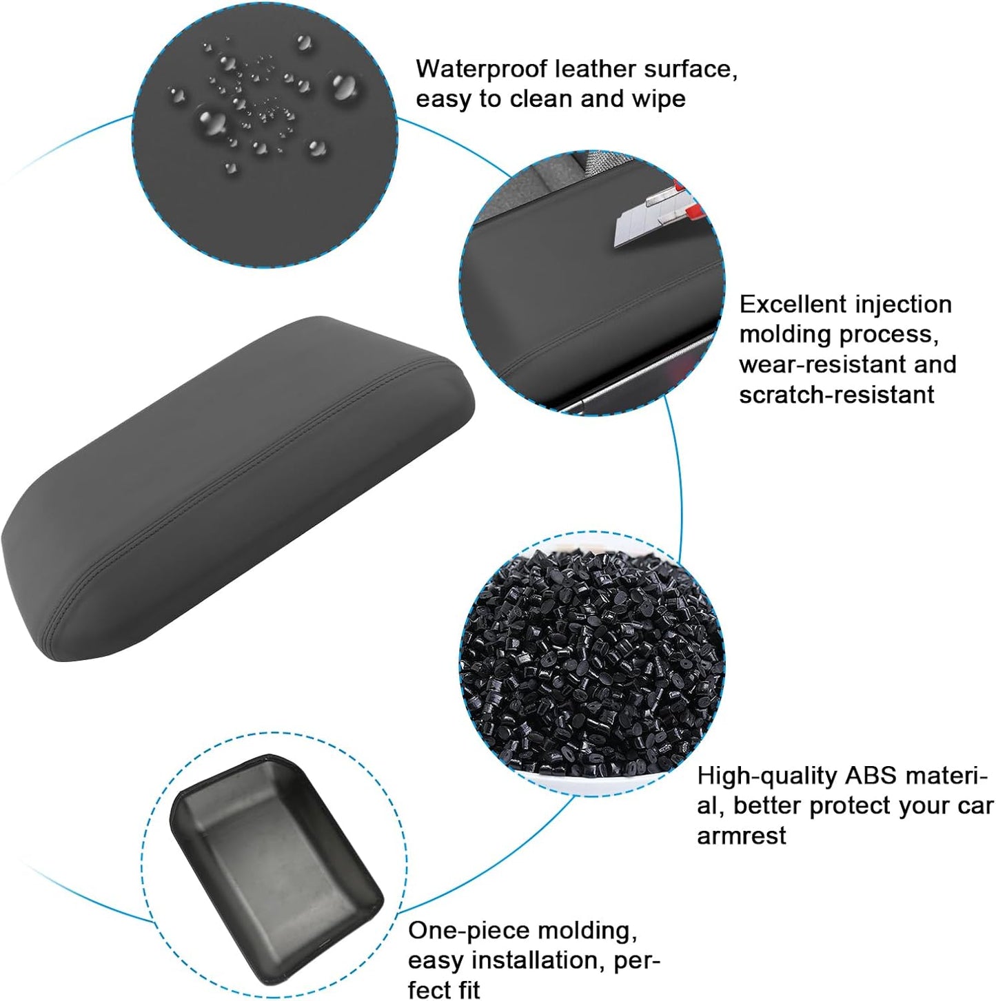 SXCY for 2024 2025 Land Cruiser Armrest Cover for Toyota Land Cruiser 2025 Accessories 2024 2025 Land Cruiser Center Console Cover 2025 Land Cruiser Middle Console Cover (Black Leatherette ABS)