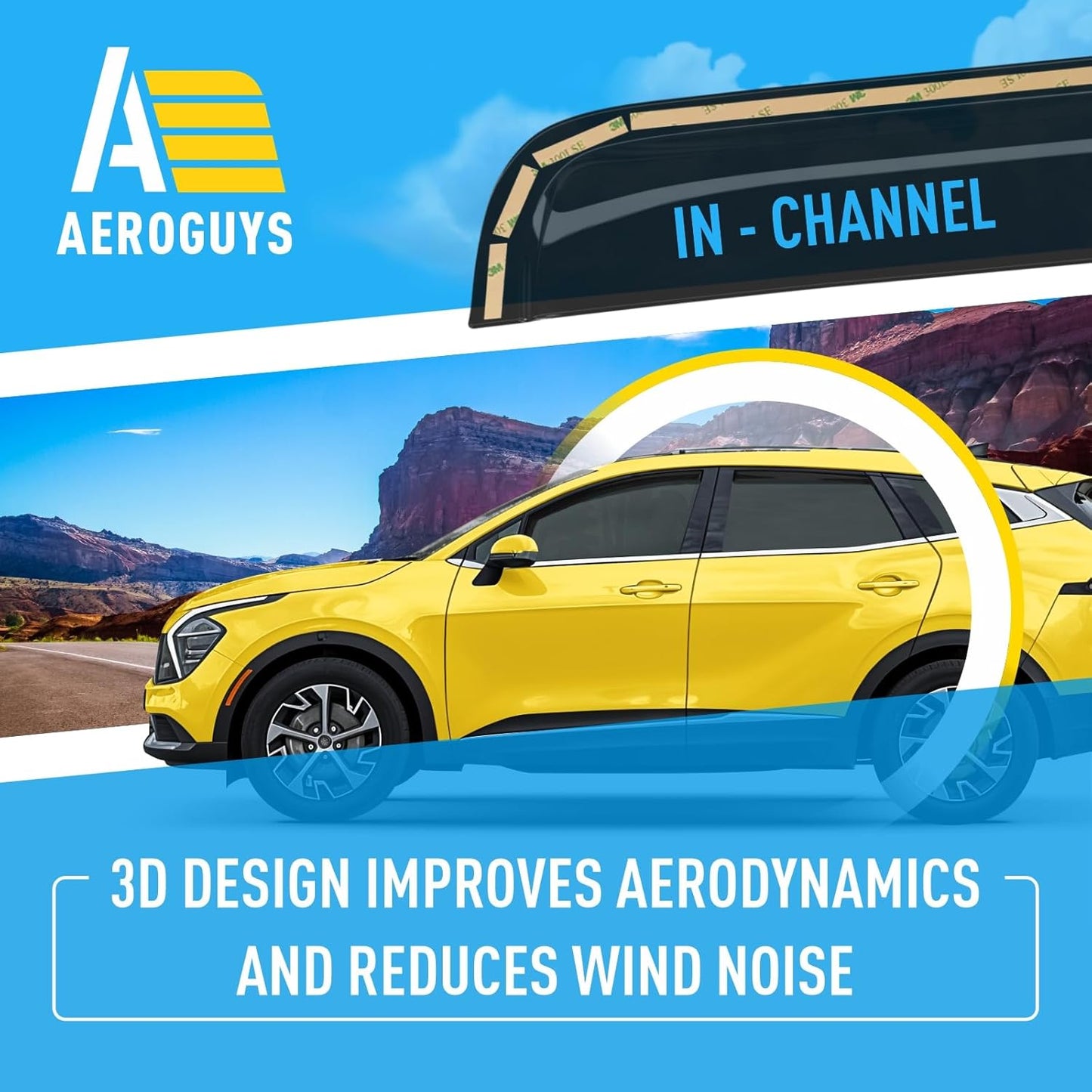 Extra Durable Window Deflectors in-Channel Window Visors Rain Guards Fit for Kia Sportage 2023-2025, Sun Visors, Wind Vent for Shades, Exterior Car Accessories - 4 pcs. AG0860