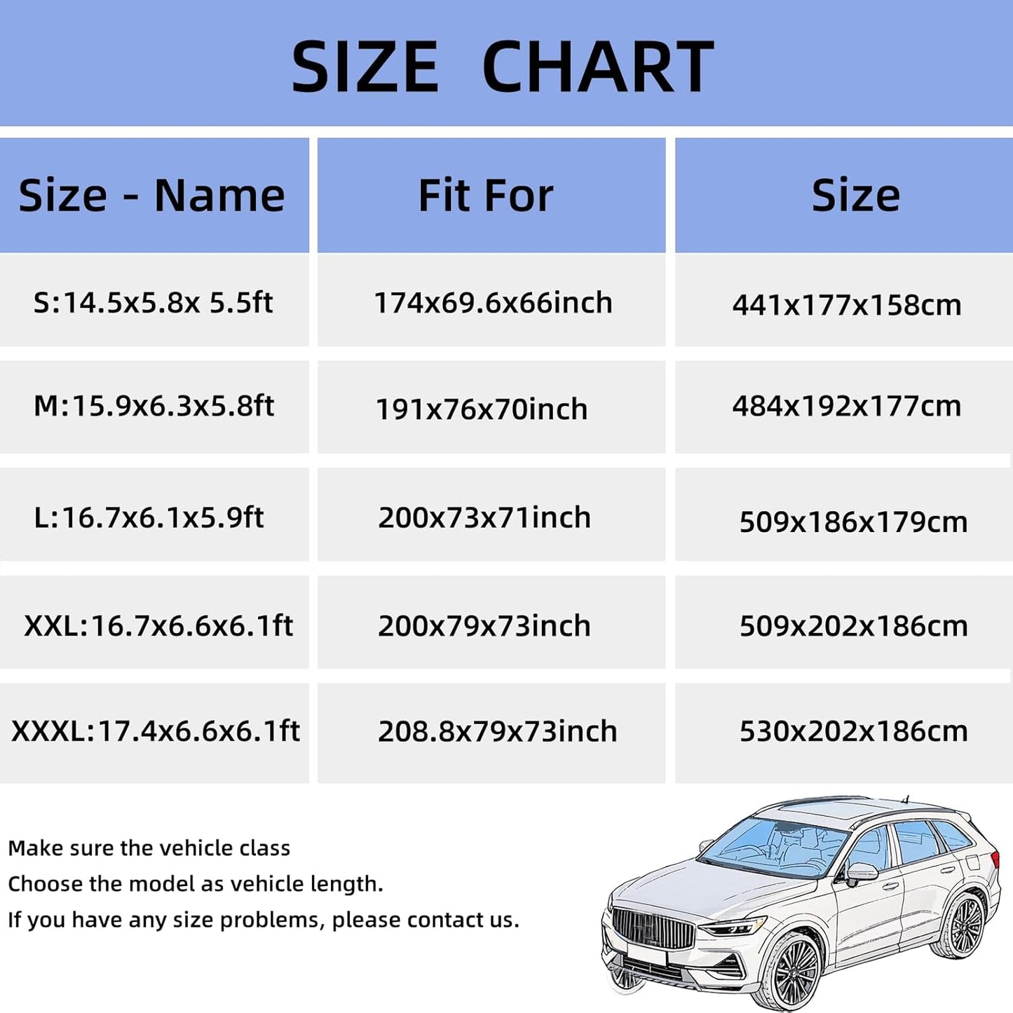 Car Cover for SUV Waterproof All Weather Snowproof UV Windproof Outdoor Full Car Jacket with Elastic Edges Adjustable Straps