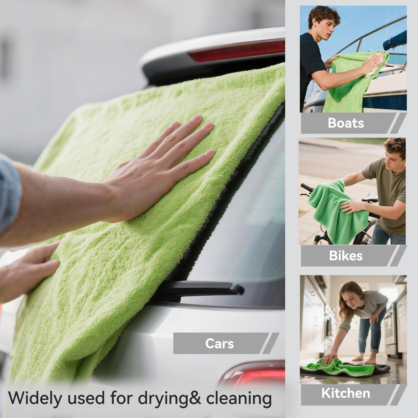 1400GSM Car Drying Towel(48" x 24"),Microfiber Towels for Cars Detailing -Absorbs 9lbs of Water, Ultra-Absorbent, Streak-Free, Scratch-Free, No Water Spots, Double-Twist Pile & Edgeless
