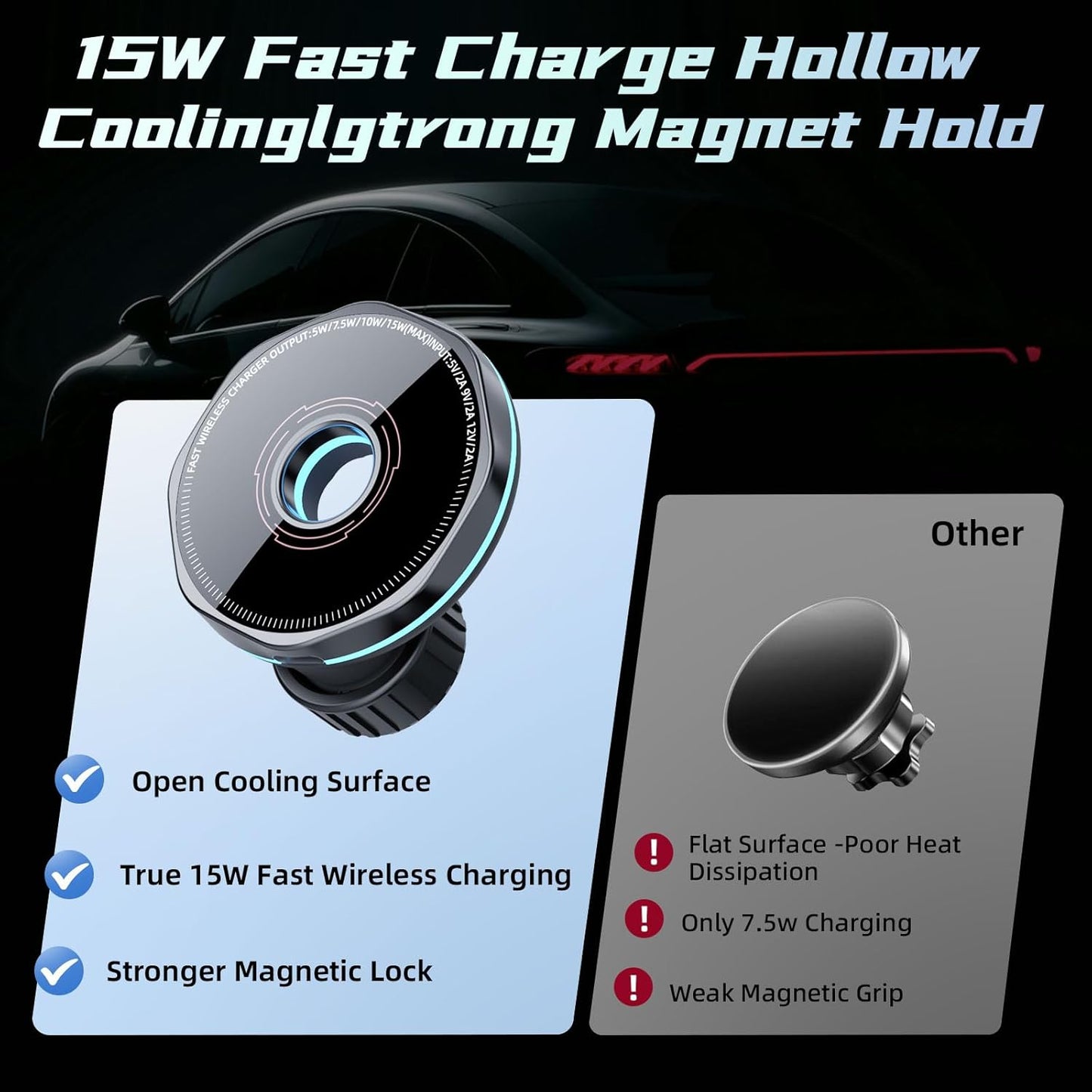 CRIENTEN for MagSafe Car Mount Charger, 15W Magnetic Wireless Car Charger & Magnetic car Phone Holder, 360° Adjustable car Vent Mount, Fast MagSafe Charger Car Accessories for iPhone 16 15 14 13 12