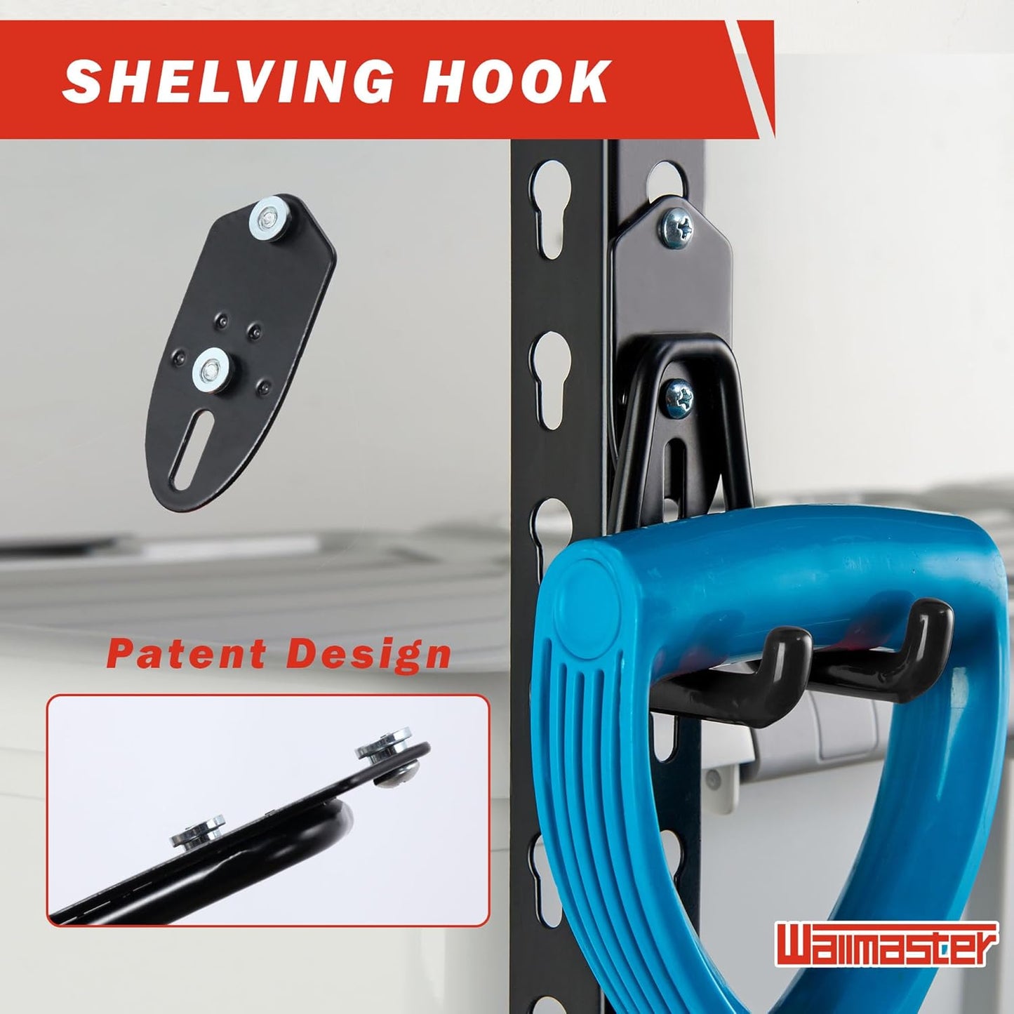 Wallmaster Garage Hooks Organizer Kit,12 Pack Adjustable Heavy Duty Shelving Hook,Wall Mount Utility Steel Garage Organization (Black)