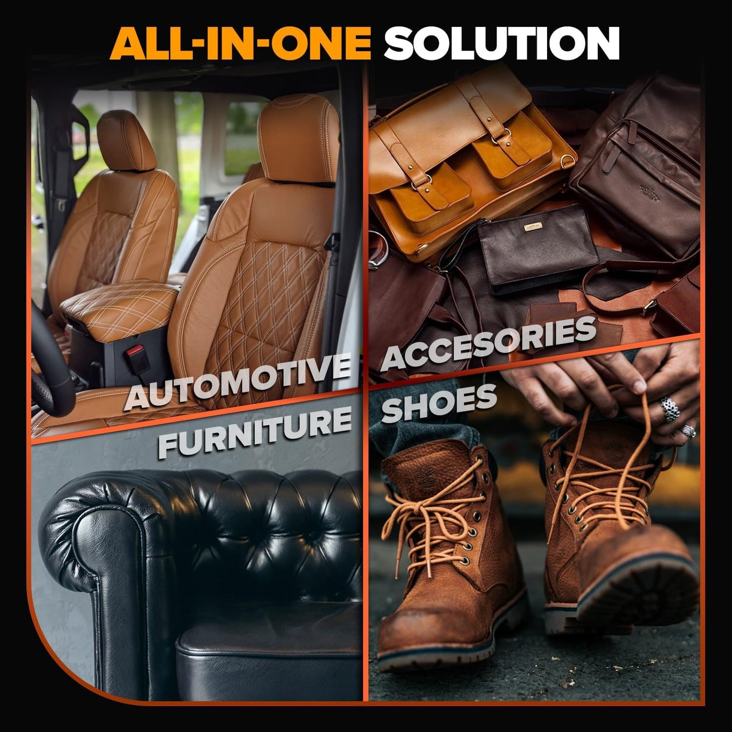 Carfidant Ultimate Leather Cleaner & Stain Remover for Cars - Cleans and Restores Seats, Coach, Purses, Handbags, Furniture, Shoe, Boot, Sofa and Interior