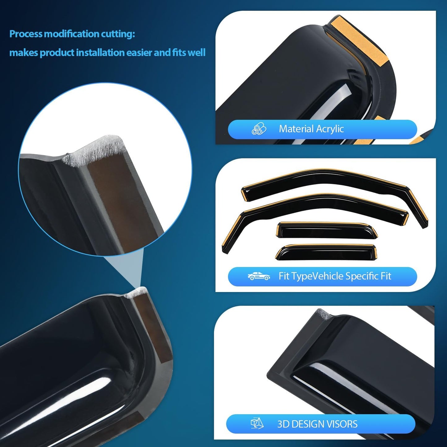 Nilight in Channel Rain Guards for Dodge Ram 1500 2009 2010 2011 2012 2013 2014 2015 2016 2017 2018 Quad Cab, Original Window Deflectors, Vent Window Visors-4pcs