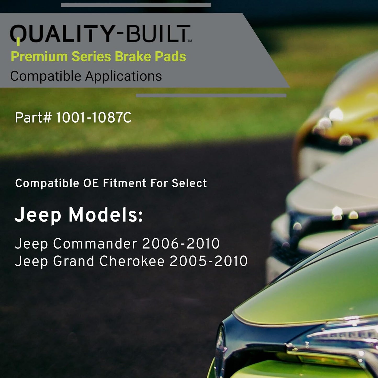 Premium Ceramic Rear Brake Pads (1001-1087C) Compatible with Jeep Commander 2006-2010, Jeep Grand Cherokee 2005-2010