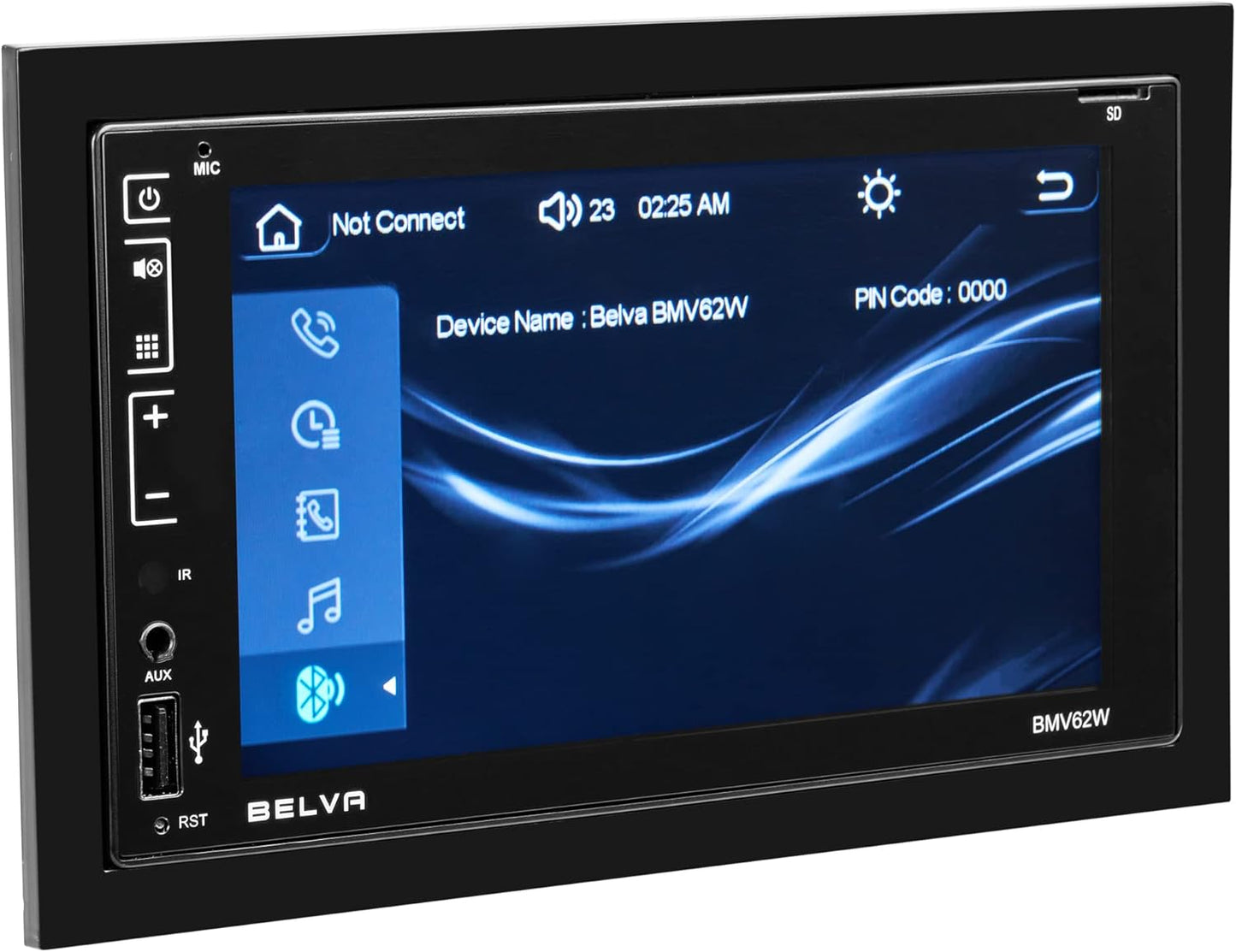 Belva BMV62W 6.2" Double DIN Touchscreen Bluetooth Car Stereo Receiver with Apple CarPlay, Android Auto and Mirrorlink