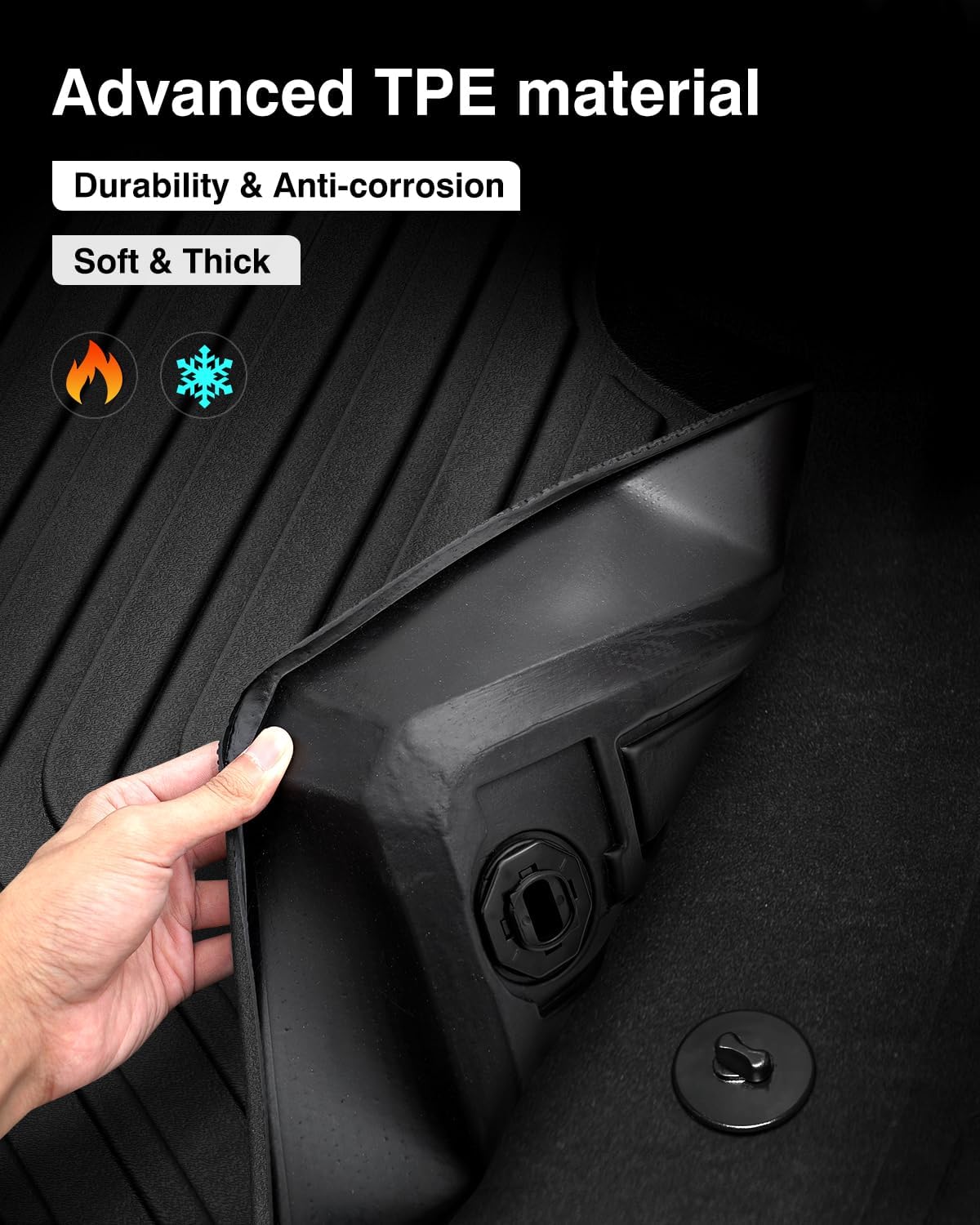 Powerty Floor Mats & Cargo Liner for 2024 2025 Tesla Model 3 Highland Accessories Cargo Mat& Front Storage Mat& Rear Storage Mat All Weather TPE 3D Floor Liners 2 Row Liner Set(6 PCS)