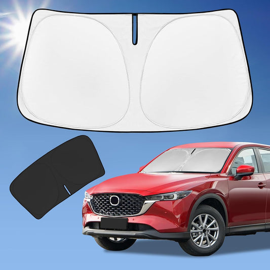 for Mazda CX5 CX-5 2017-2024 2025 Sun Shade Sunshade Windshield Cover, 4-Layer Front Window Shade Custom Fit CX5 Sport, Touring, Grand Touring, 4 Door Crossover Sun Visor 240T Fabric Shade