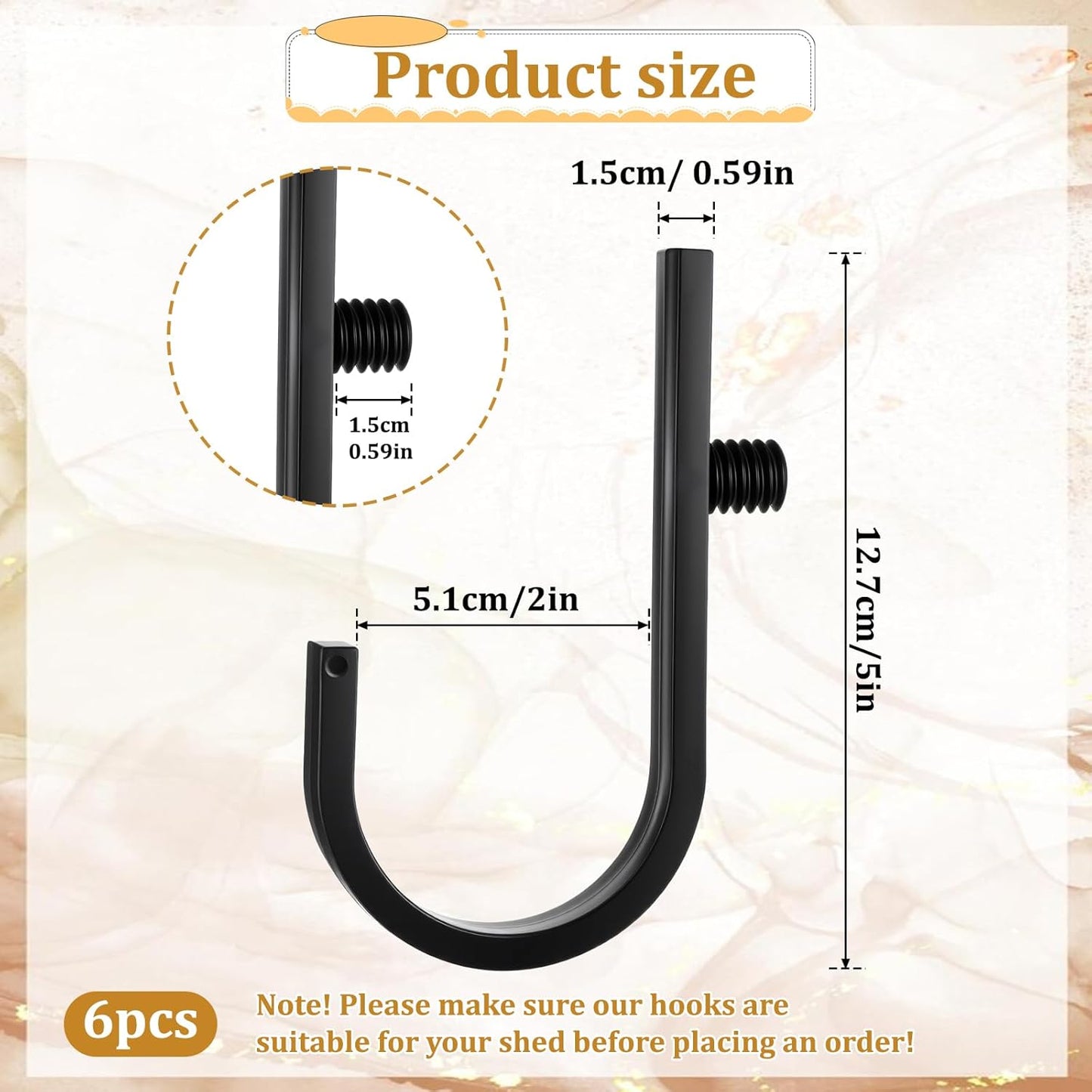 6Pcs Shed Hooks Compatible with Suncast/Craftsman Shed, J-Shape Sheds Shelves Storage Organization Accessories for Garden Garage Hanging Sheds Organization Supplies