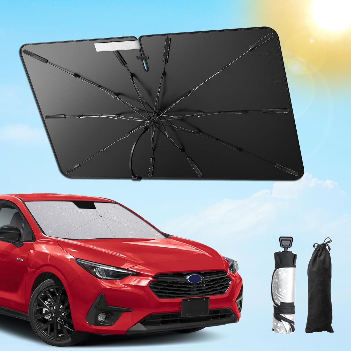 SXCY for 2024 2025 Subaru Impreza Windshield Umbrella Sunshade [Easier Foldable] for 2024 2025 Subaru Impreza Accessories 2024 2025 Impreza Sunshade Umbrella 2025 Impreza Windshield Umbrella Sun Shade