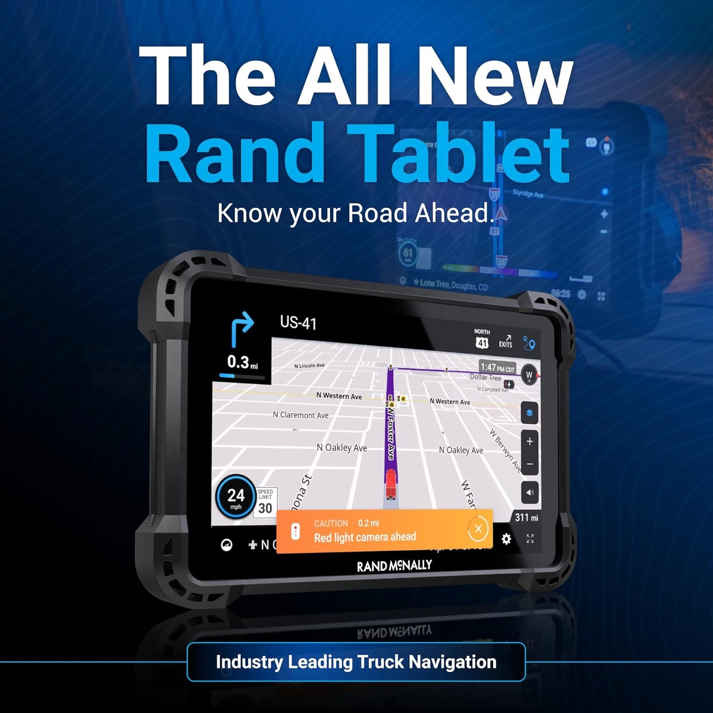 Rand McNally RANDTAB8 8-inch GPS Truck Navigator with Industry's Best Custom Trucking Routes, Rand Navigation 2.0 with 2025 Maps + Built-in Camera