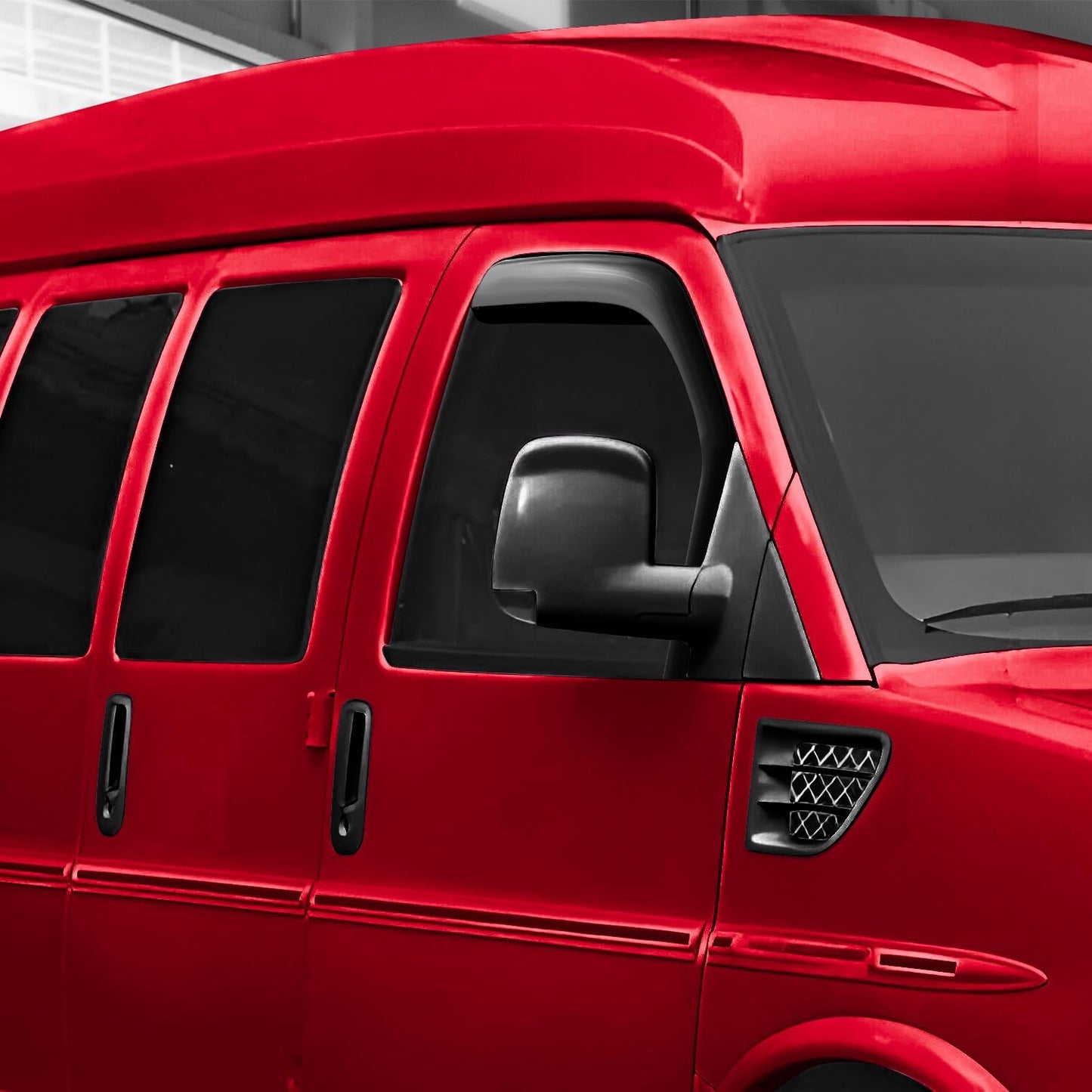 Voron Glass in-Channel Extra Durable Rain Guards for Chevrolet Express Van 2500/3500 1996-2025, Window Deflectors, Vent Window Visors, 2 Pieces - 200280