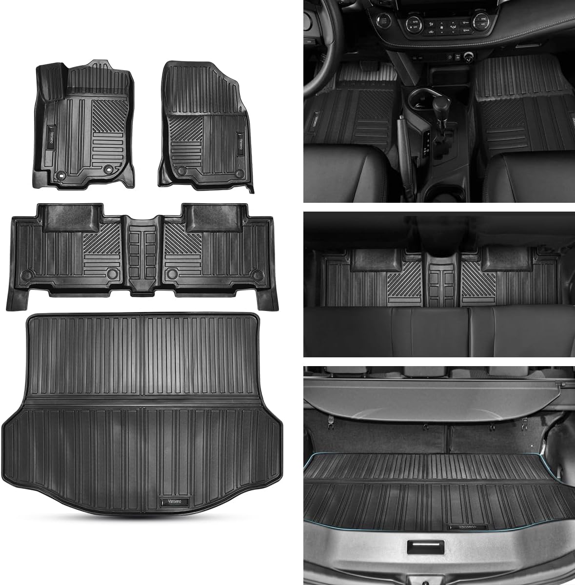 Vanseno Compatible for 2013 2014 2015 2016 2017 2018 Toyota Rav4 Floor Mats & Cargo Liners Trunk Mats All-Weather Rubber Protection Mat for 2013-2018 rav4 Accessories
