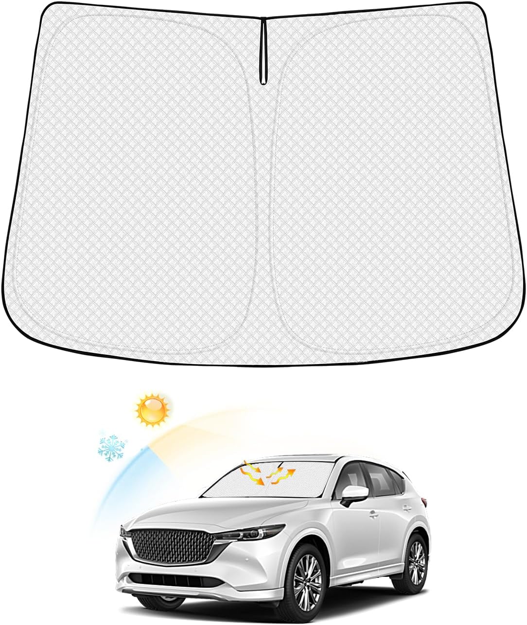Windshield Sun Shade for Mazda CX-5 2017-2025 2026 CX5 Accessories Thicken 6-Layer Front Window Sunshade Cover Sun Visor Protector Foldable Block UV Rays Keep Vehicle Cool