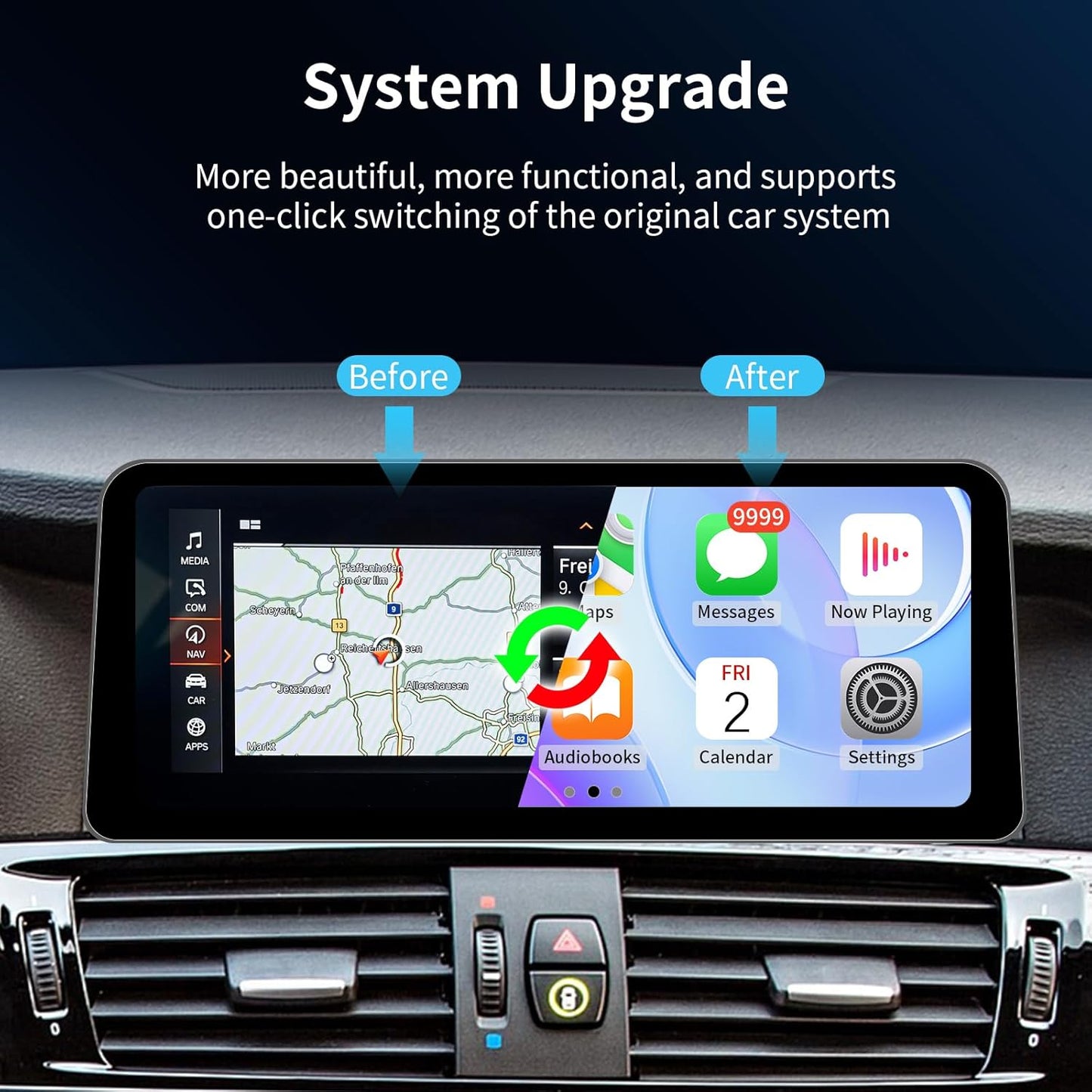 Wireless CarPlay/Android Auto 12.3 Inch Touchscreen for BMW 5 Series F10/F11 (2012-2016) with NBT System, Car Radio Receiver, Multimedia, Bluetooth, Car Stereo
