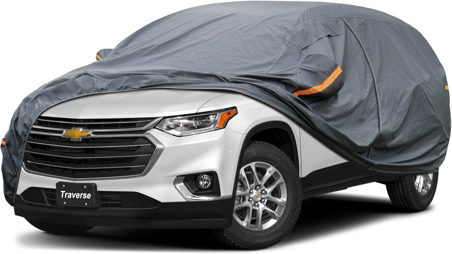 Premium Car Cover Custom Fit Chevrolet Traverse (2009-2025), 16 Layers Heavy Duty Car Cover Waterproof All Weather with Zipper Door for Sun Rain Snow Dust Uv Protection