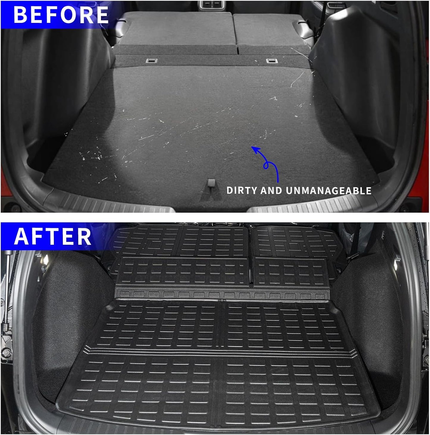 Rongtaod Cargo Mat Compatible with 2023 2024 2025 2026 Honda CRV (Include Hybrid) Cargo Liner Trunk Mat Back Seat Cover Protector Honda CR-V Accessories (Fit Upper Deck, Trunk Mat+Backrest Mats)