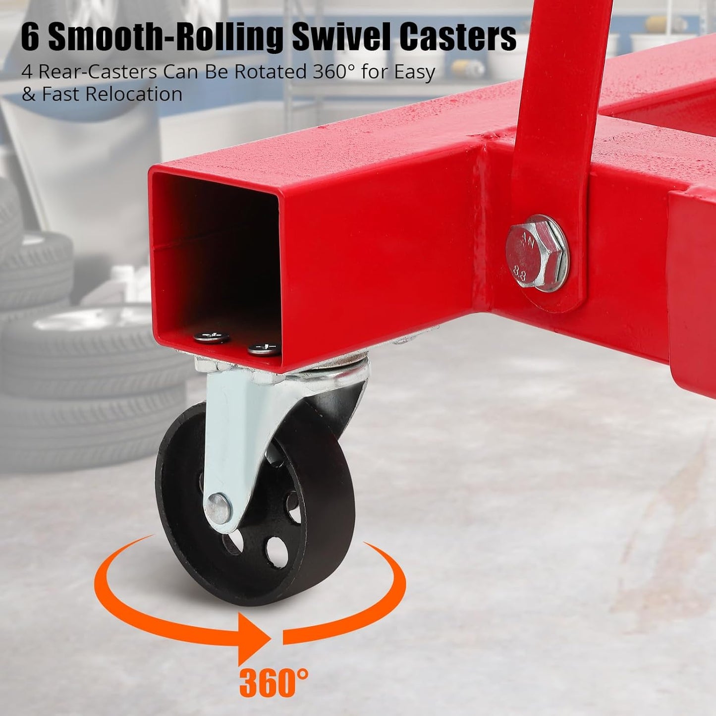 2 Ton Hydraulic Engine Hoist, 4400LBS Folding Cherry Picker Engine Hoist Lift, Heavy Duty Hydraulic Shop Crane with 6 Casters & Telescopic Boom for Lifting Motor, Garage, Workshop and Factory