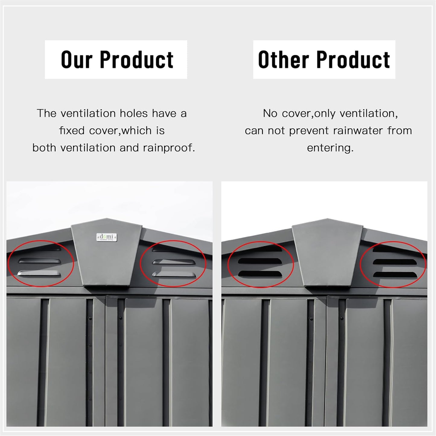 IKERY Galvanized Steel Garden Shed 5.7' x 3' with Floor, Ventilation Vents & Lock - All-Weather Outdoor Storage for Tools, Backyard - Dark Gray