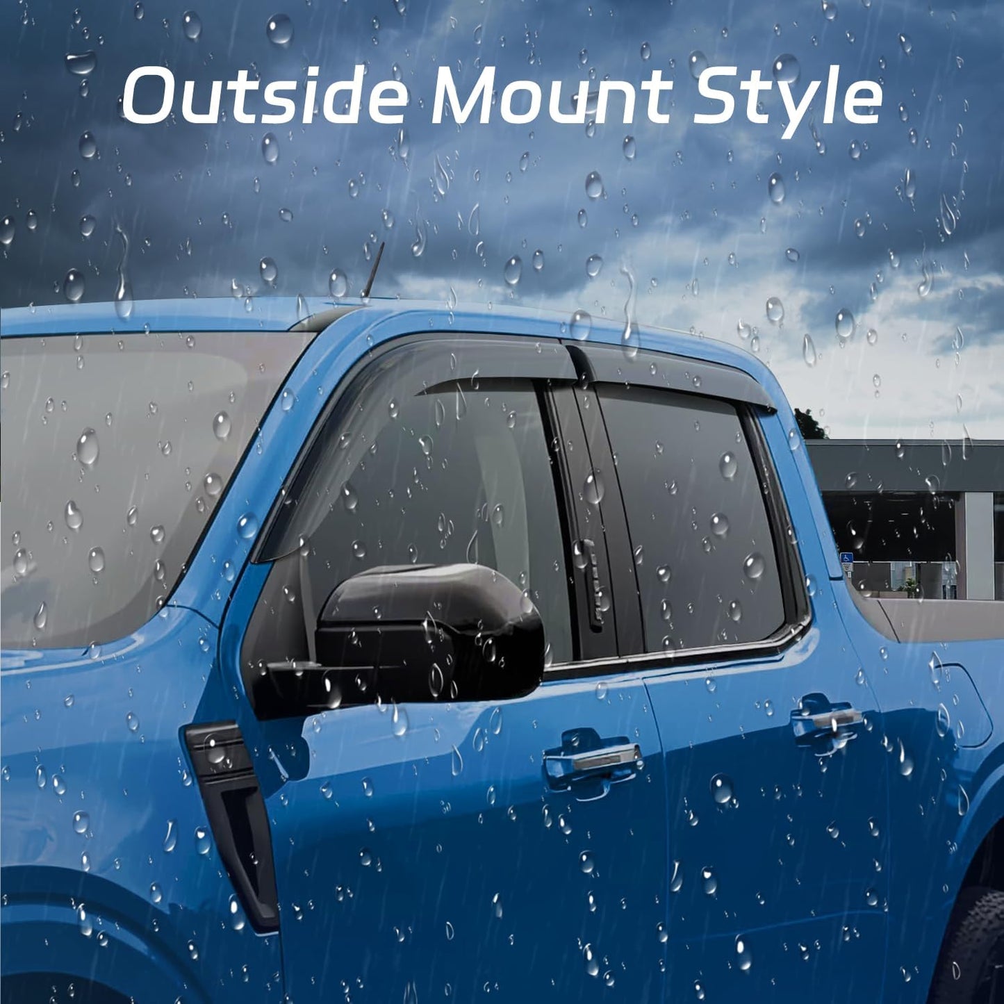 4 PCS Rain Guards Fit for 1999-2016 Ford F250 F350 F450 F550 SuperCrew Super Duty Truck (4 Full Doors), Outside Mount Side Window Visors Deflector, Smoke Tinted Vent Visors Shade