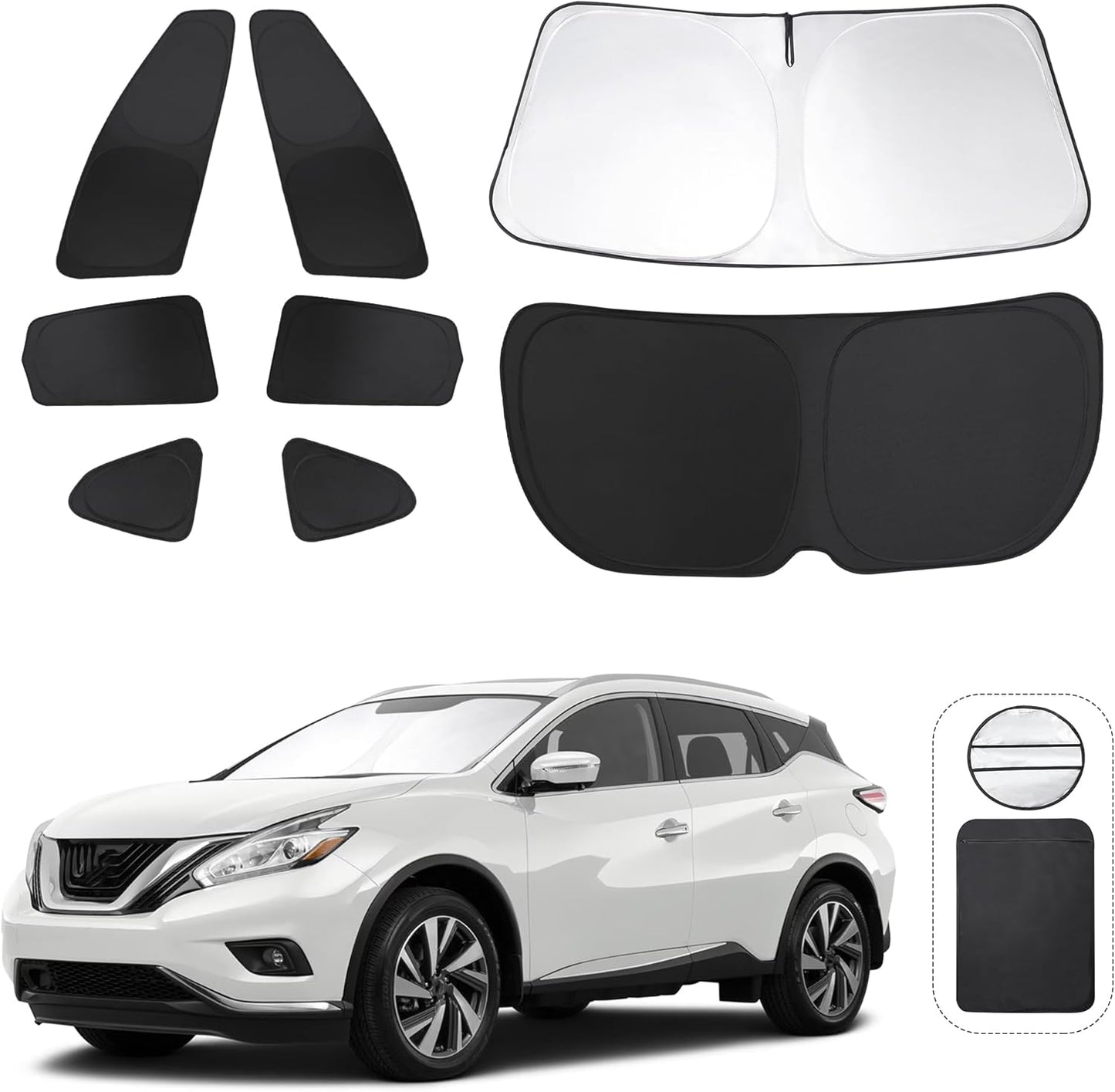 TINGLU Window Shades for Nissan Murano 2015-2024 Accessories Car Side Full Windows Rear Triangular Windshield Sun Shade Sun UV Rays & Privacy Protection for Camping,Napping,and Relaxing 8PCS