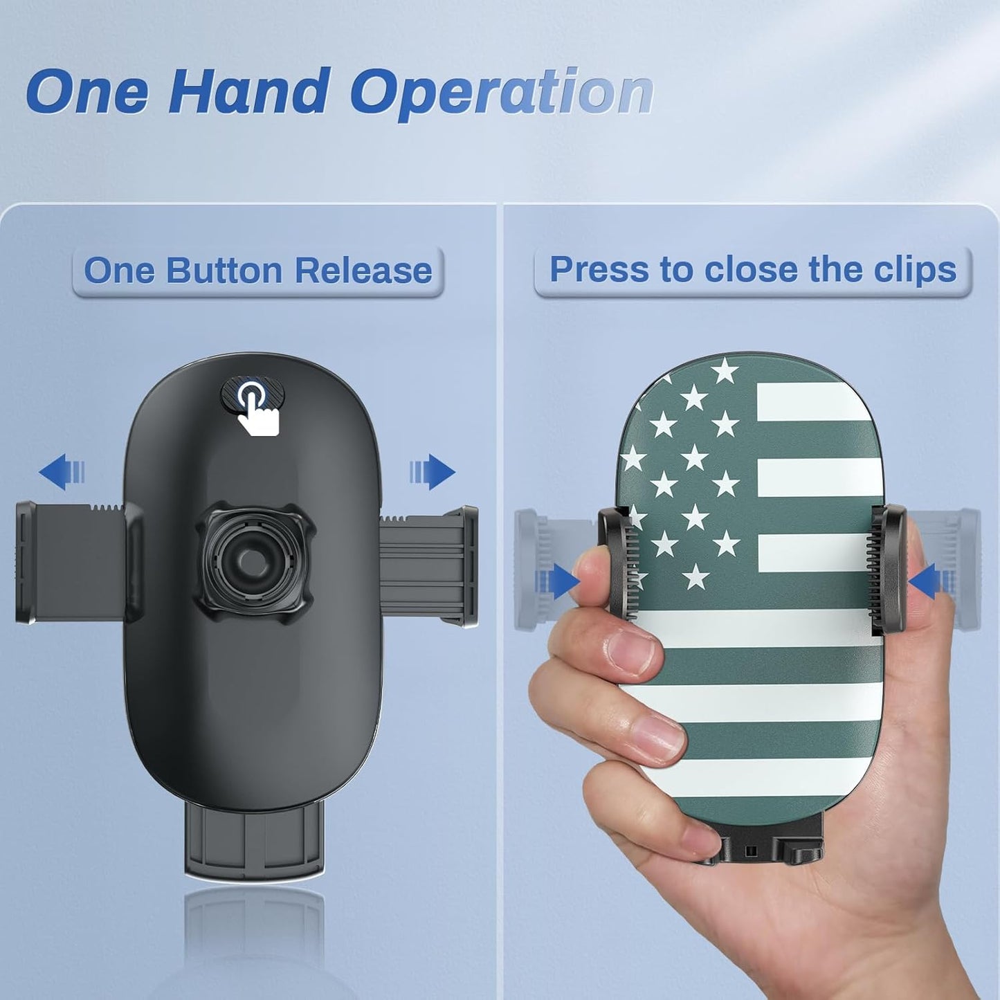 OQTIQ Phone Mount for Car [Gooseneck 13" Long Arm] Car Phone Holder for Dashboard, Windshield, Strong Suction Cup Cell Phone Holder for Car Truck (Patriotic Flag)