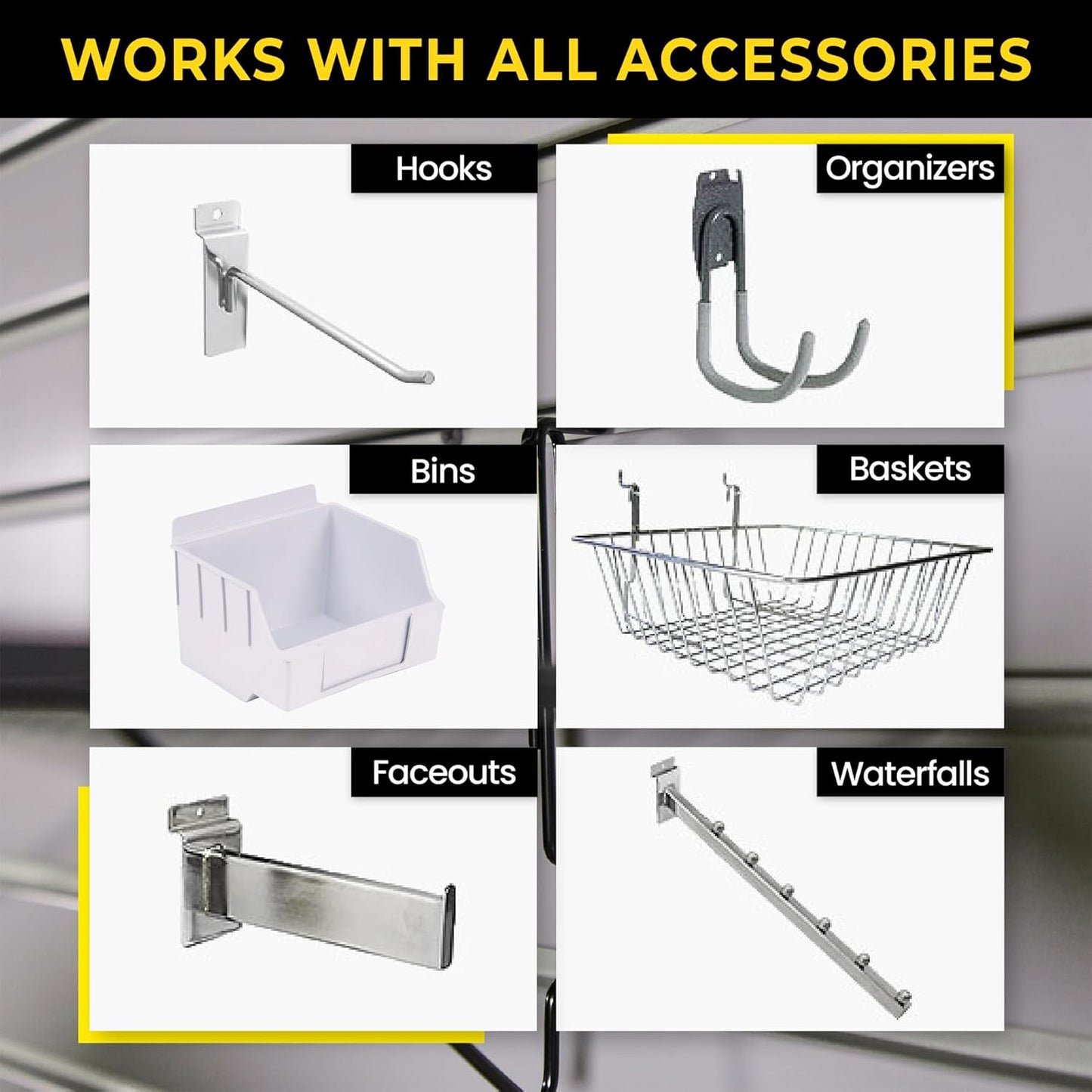 4'H x 8'W Slatwall Panel Garage Wall Organizer: Heavy Duty Wall Mounted PVC Wall Rack, Interlocking Slat Wall Paneling for Garage Wall Storage, Slatwall Board or Slatwall Shelves System - White