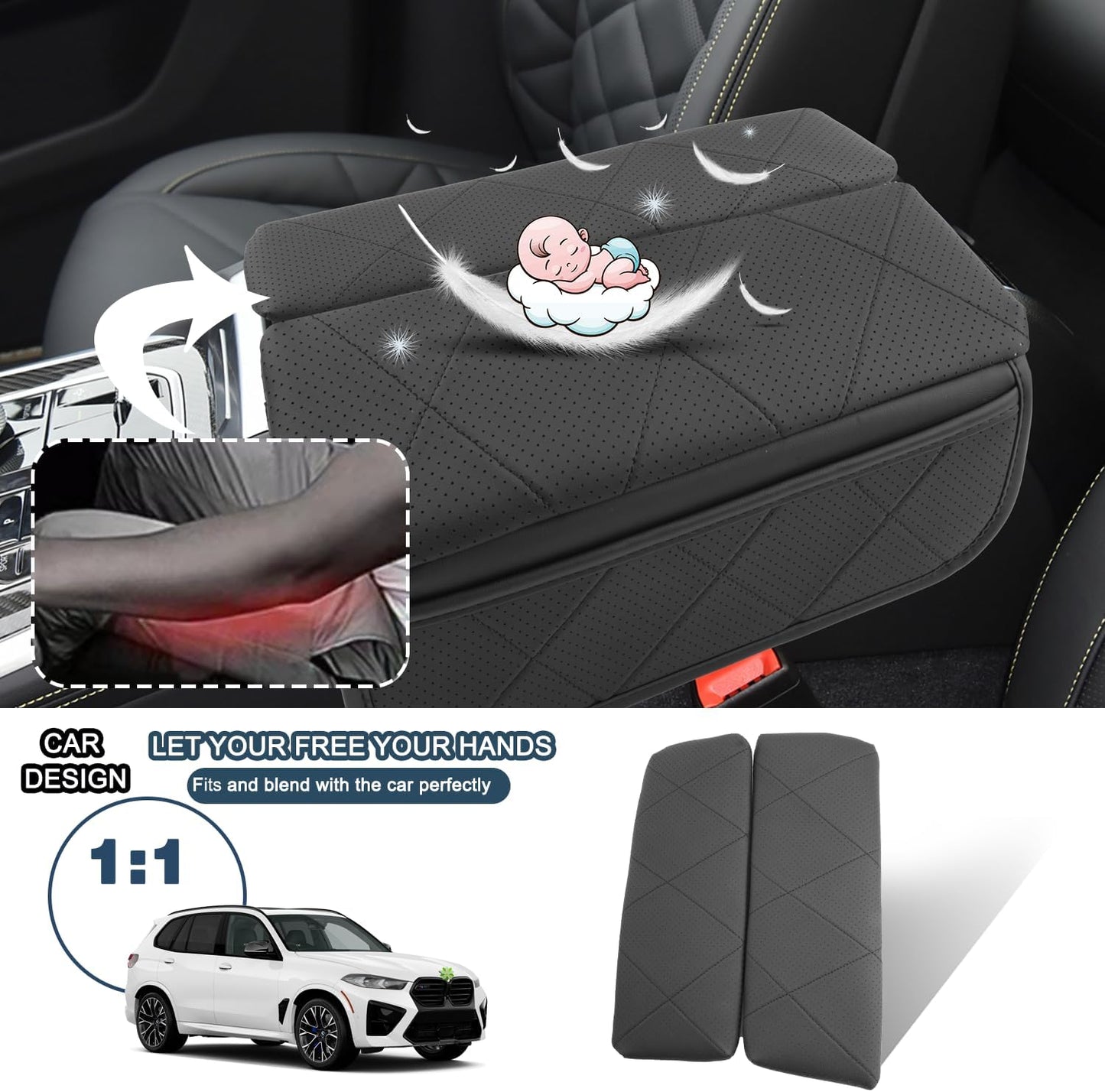 Ruiya BMW X5/X6/X7 Armrest Cover,for BMW X5/X6/X7 Accessories Center Console Cover Comfy Thicken Armrest Lid Cover Compatible with (2019~2026) BMW X5 G05/(2020~2026) BMW X6 G06/(2019~2026) BMW X7 G07