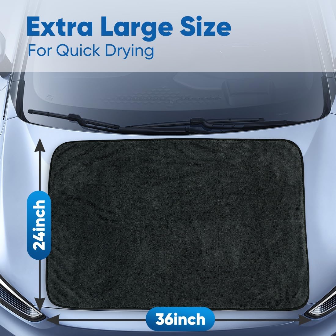 HOMEXCEL Car Drying Towel (36"x 24"), 1200GSM Ultra Absorbent Car Cleaning Cloth, Streak-Free Microfiber Drying Towel, Great for Cars, Trucks, SUVs, RVs, Motorcycles, 2 Packs