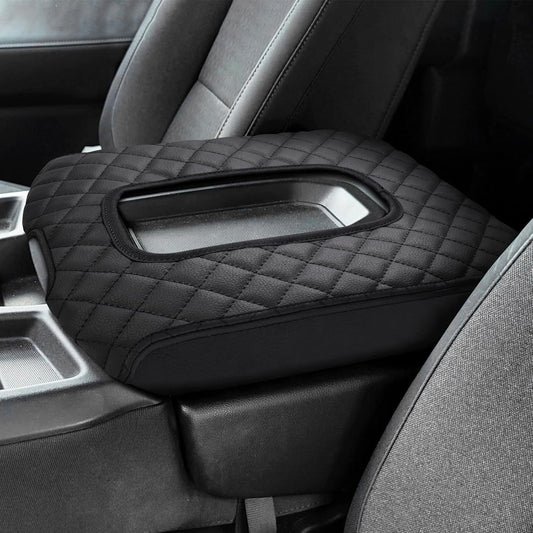 Shademax Center Console Cover for Chevy Silverado & GMC Sierra 2019-2025 2026 Accessories, Silverado Armrest Cover Jump Seat Console Cushion Pad Middle Console Armrest Lid Protective Cover PU Leather