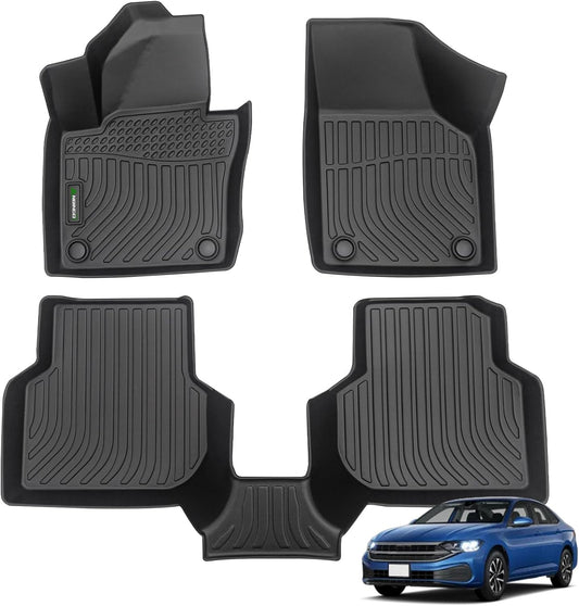 ANBINGO® Floor Mats Custom for VW Jetta 2012-2018 Waterproof Car Mats All Weather Guard Mats Heavy Duty TPE Automotive Floor Liners Accessories Front& Rear Row Full Set Black