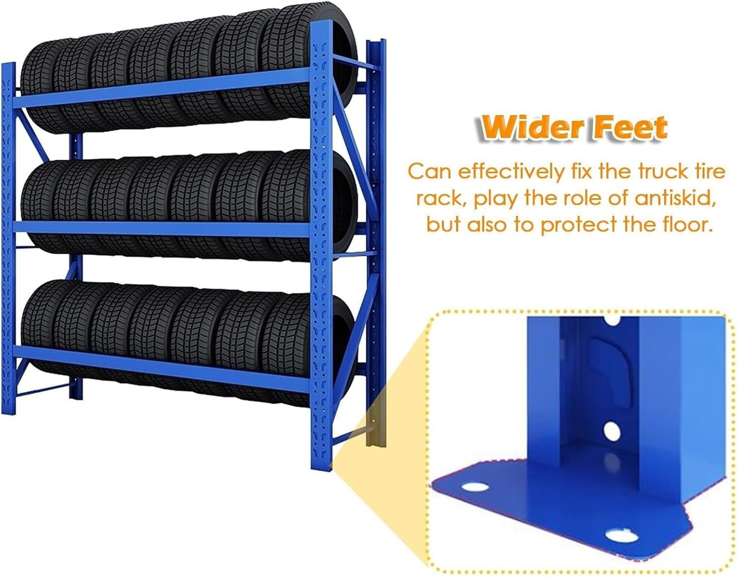 Adjustable Height Tire Storage Rack for Garage, Maximum Load 1100 lbs, Blue, 3 Tiers(59x23.6x78.7in)