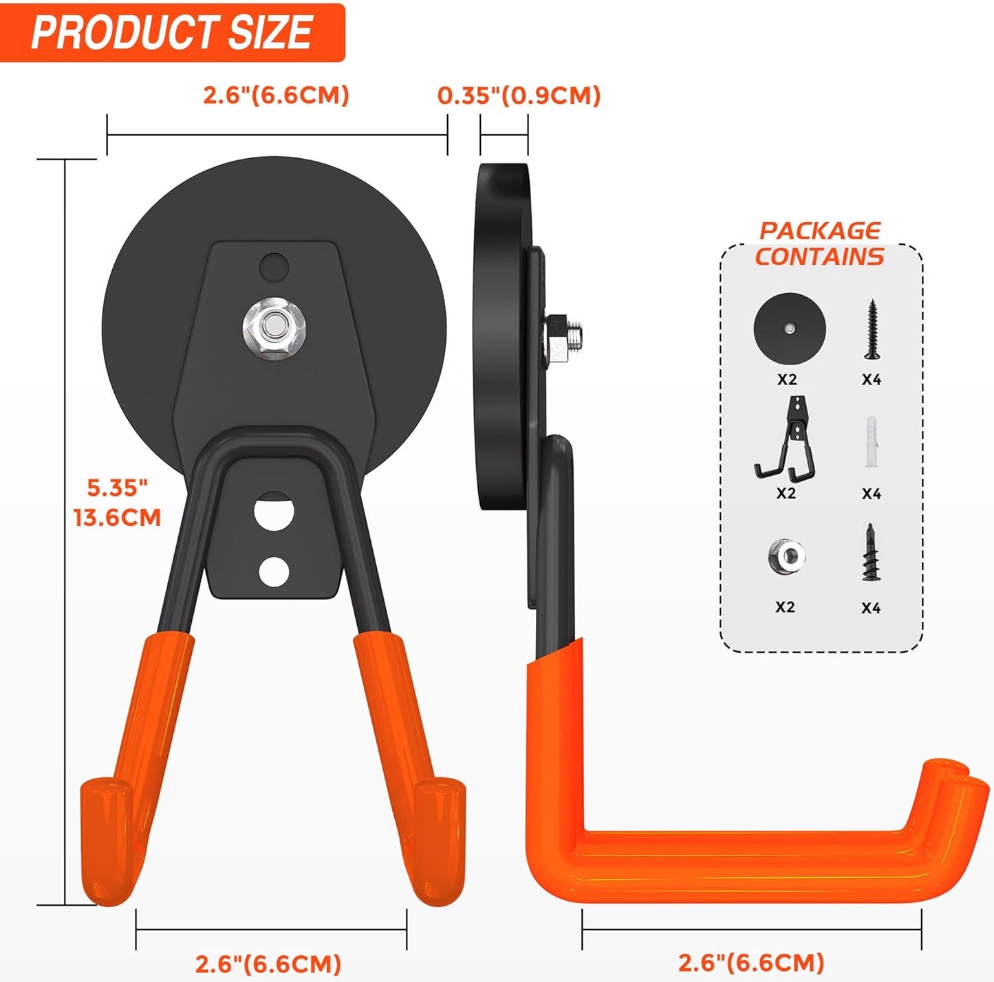 Extra Strong Magnetic Hooks for Hanging Heavy Duty, 2.6in Large Industrial Magnet Hooks, Magnetic Hook with Anti-Slip Coating, Storage Utility Magnetic Holder for Garage Shelve and Garden Tools