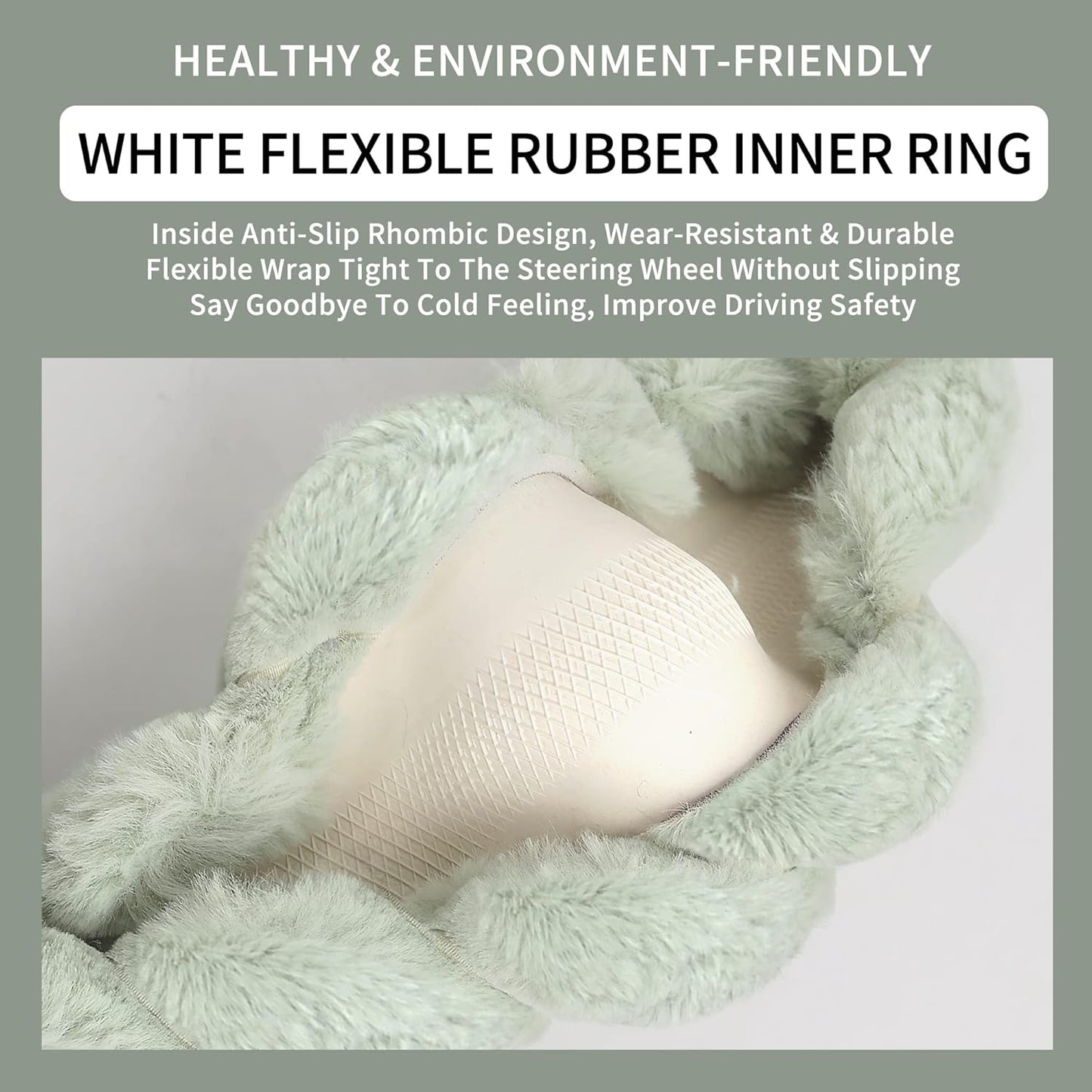 Luxury Fluffy Winter Car Steering Wheel Cover for Women Soft Warm Plush Cute Auto Accessories for Vehicle, Sedan, Universal, Fuzzy, Anti Slip, Gray, Standard Size, 14.75-15.15"