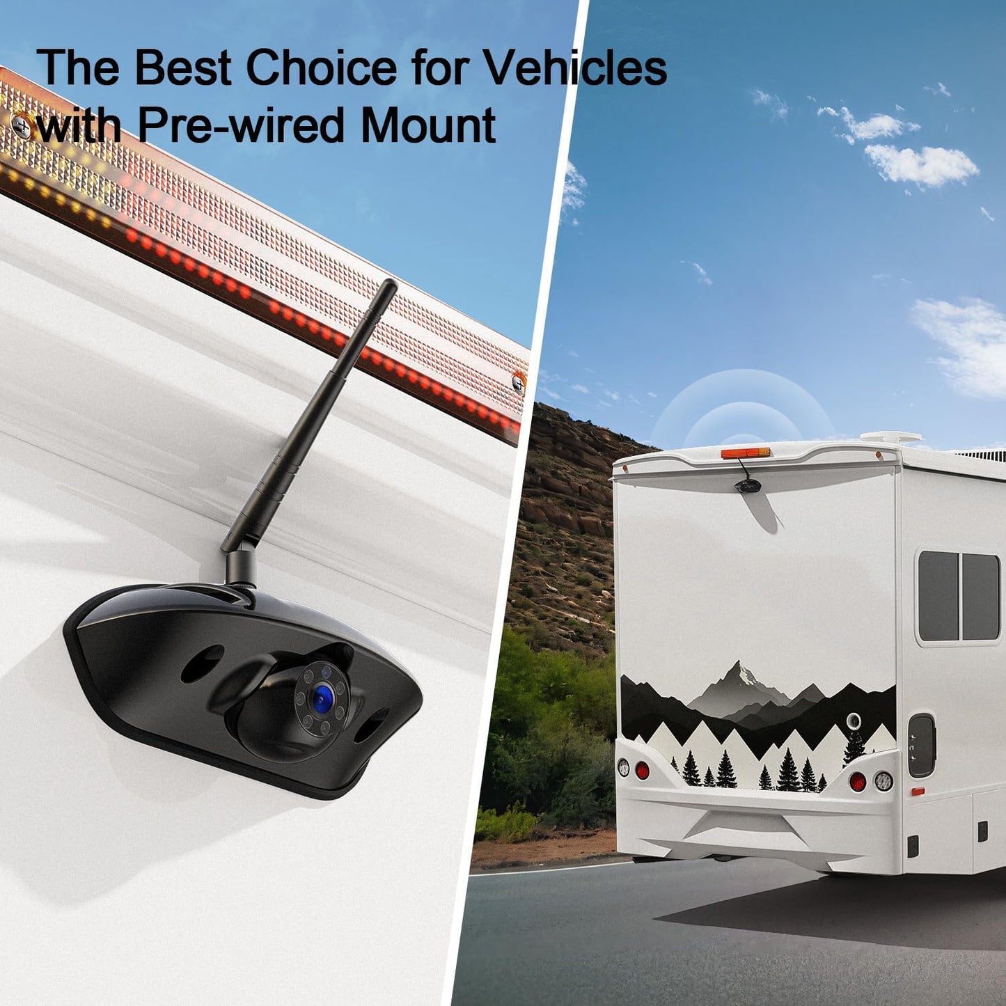 Fookoo 1080P 10" Wireless RV Backup Camera System for Furrion Pre-Wired RV Truck Trailer, 10" IPS Monitor, 2 Side View 1 Rear View Cameras, Split Screen IR Night Vision Recording Waterproof - D10Y3