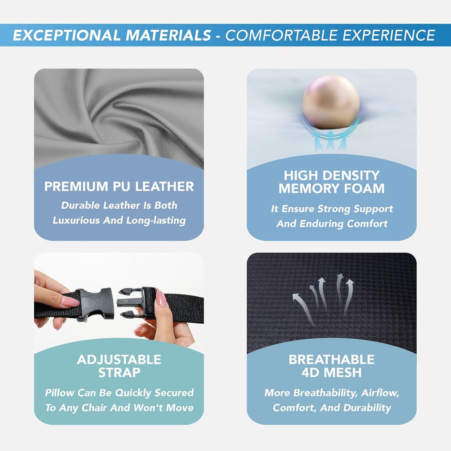 Lumbar Support Pillow for Car, Memory Foam Lumbar Pillow for Lower Back Pain Relief - Back Cushion for Driving, Chair Support for Car-Office Chair, Wheelchair - Gray