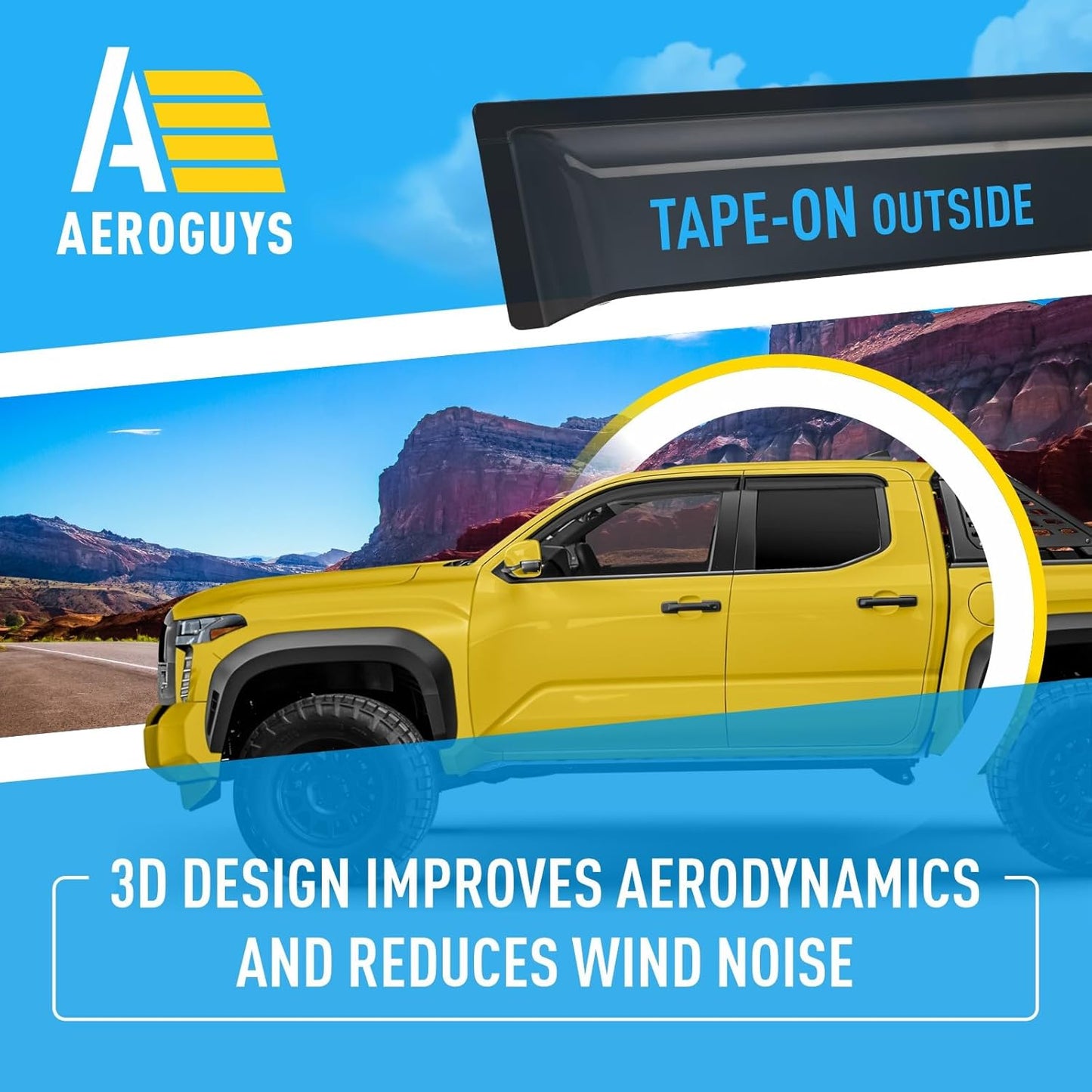 Extra Durable Window Deflectors Tape-On Window Visors Rain Guards Fit for Toyota Tacoma Double Cab 2024-2025, Sun Visors, Wind VentVisors, Window Vent Shades, Exterior Car Accessories - 2 pcs. AG0849