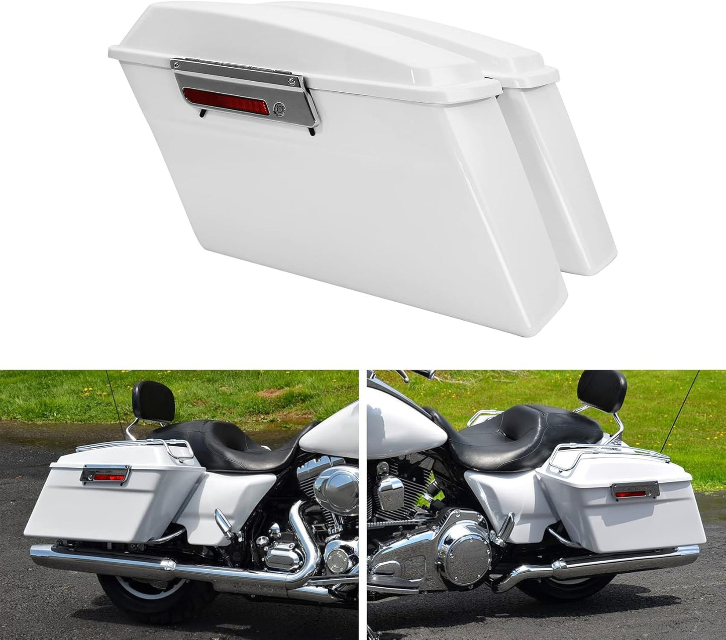 XFMT White Hard Saddlebags Saddle Bags Trunk W/Black Conversion Brackets For Harley Softail Heritage Classic Deluxe 1984-2017